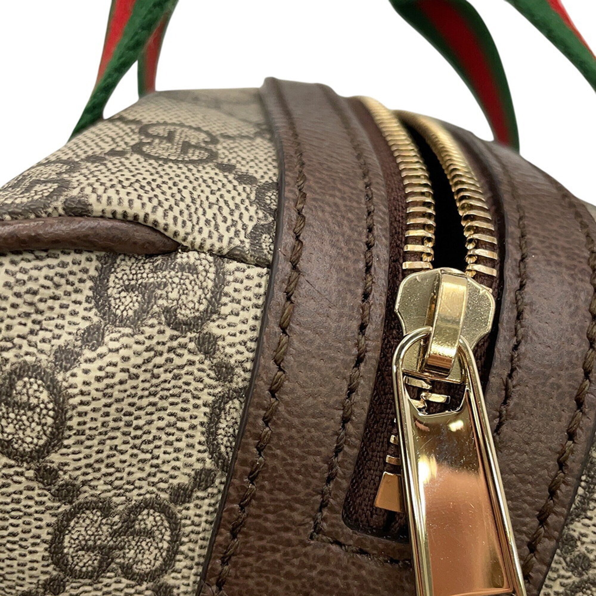 Gucci Beige Brown Champagne Gold Gg Supreme Leather Handbag (Pre-Owned)