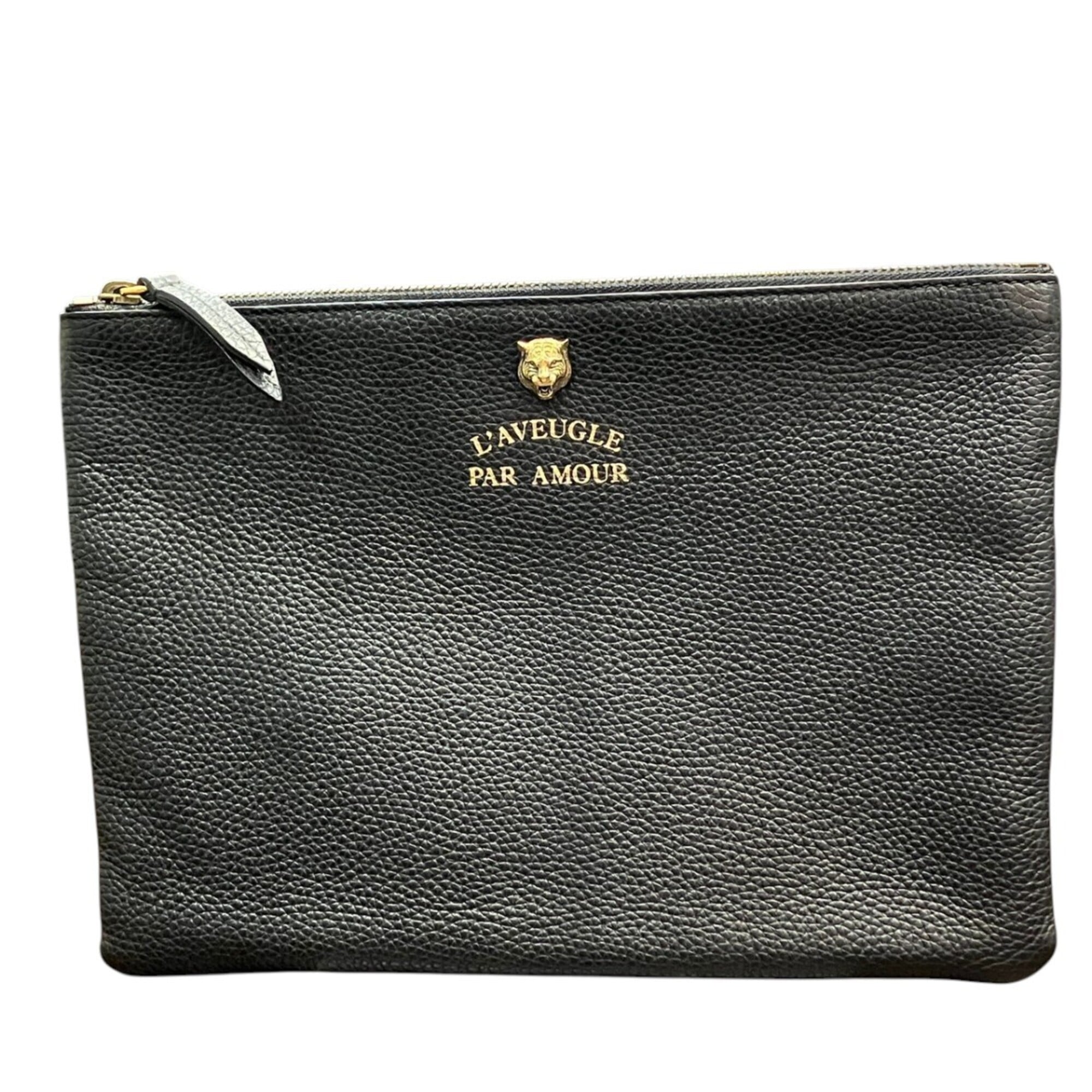 Gucci Animalier Leather Clutch Bag (Pre-Owned)