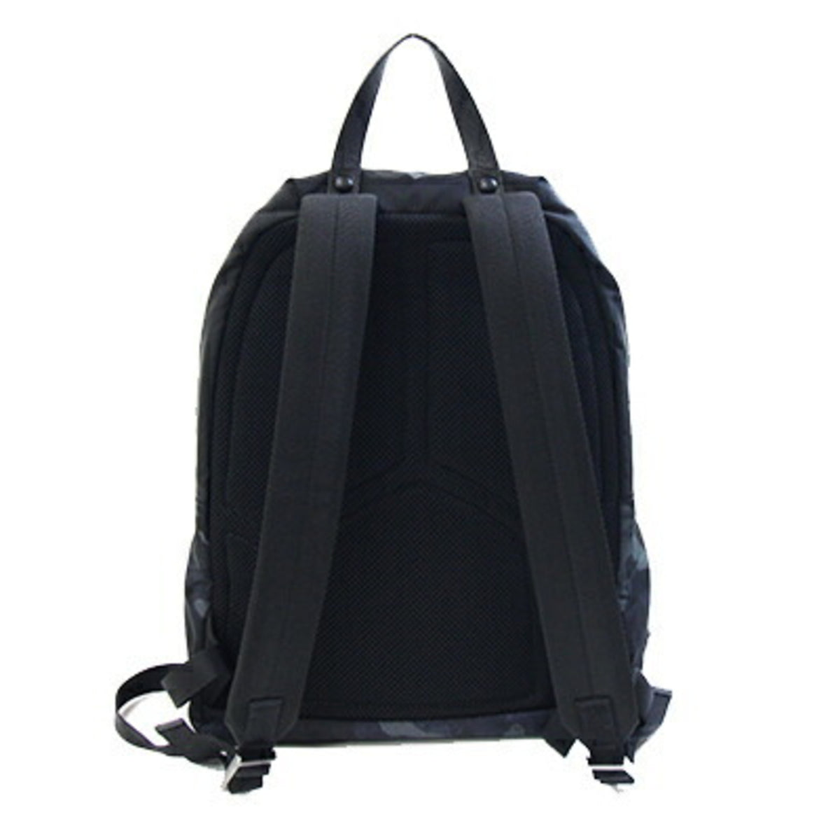Prada Black Gray Navy Nylon Leather Backpack (Pre-Owned)