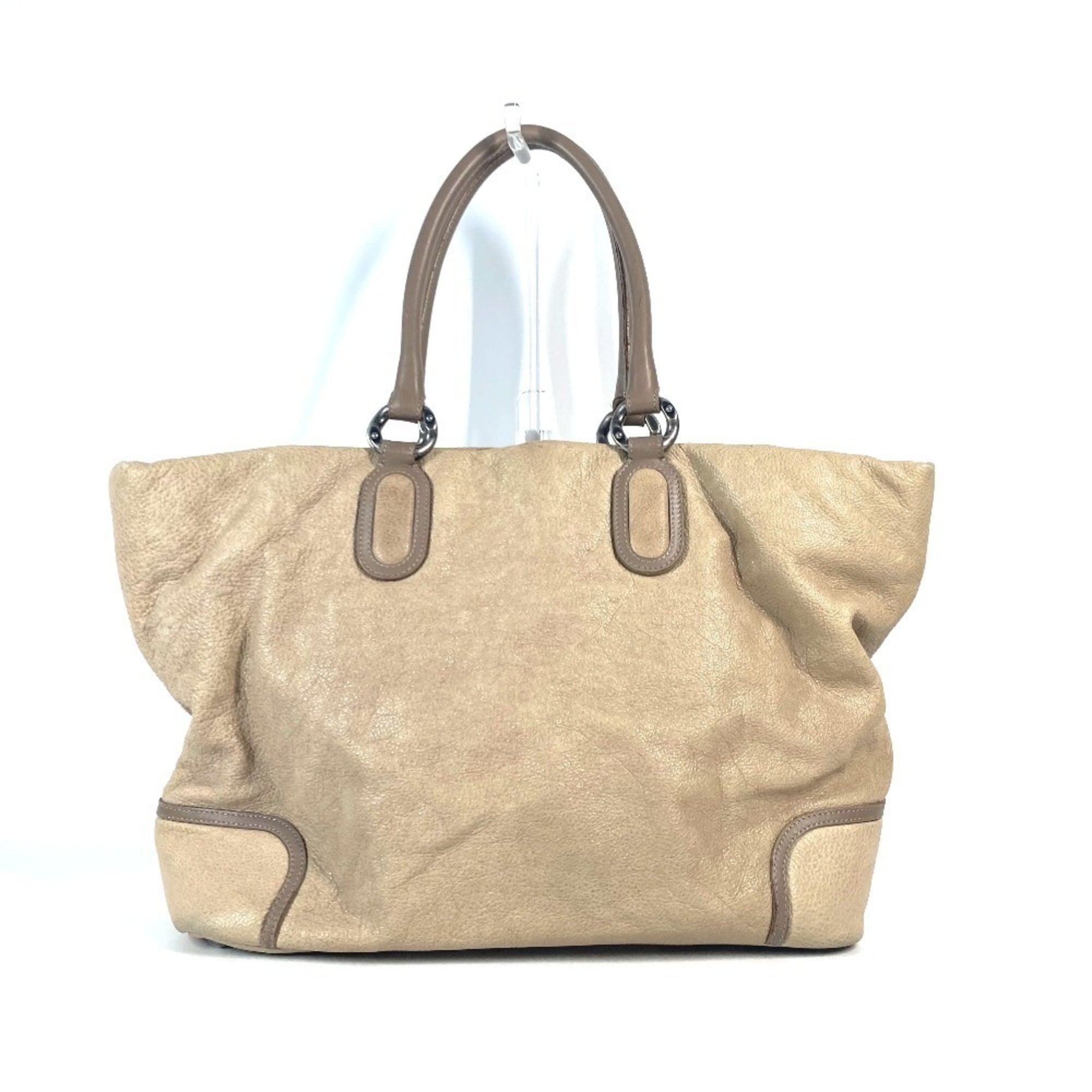 Chanel Beige Leather Shoulder Bag Tote Bag (Pre-Owned)
