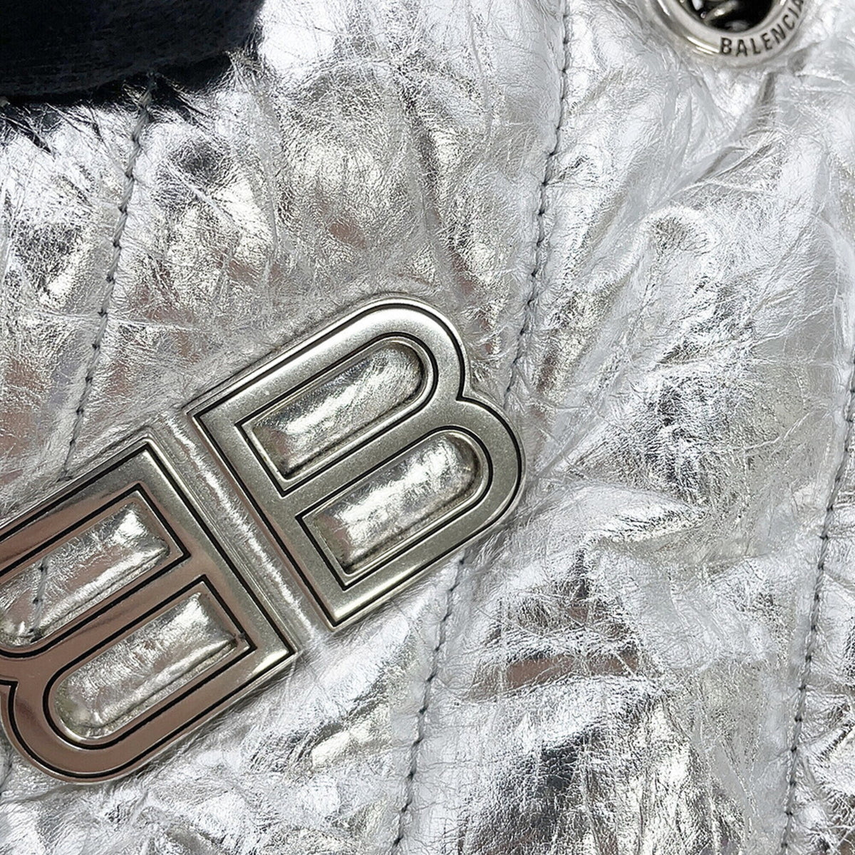 Balenciaga Silver Leather Handbag Shoulder Bag Tote Bag (Pre-Owned)