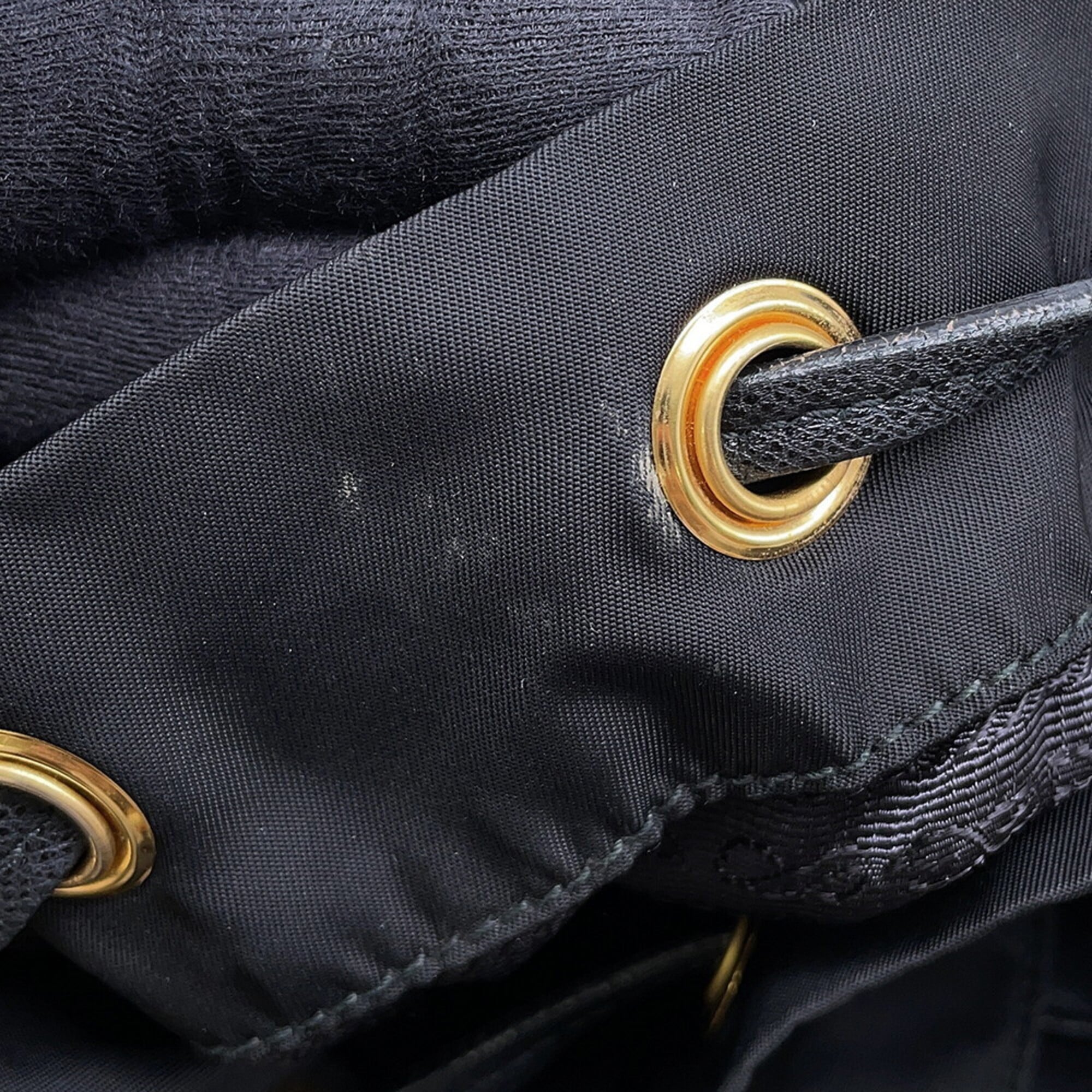 Prada Black Multi-Color Nylon Leather Backpack Handbag (Pre-Owned)