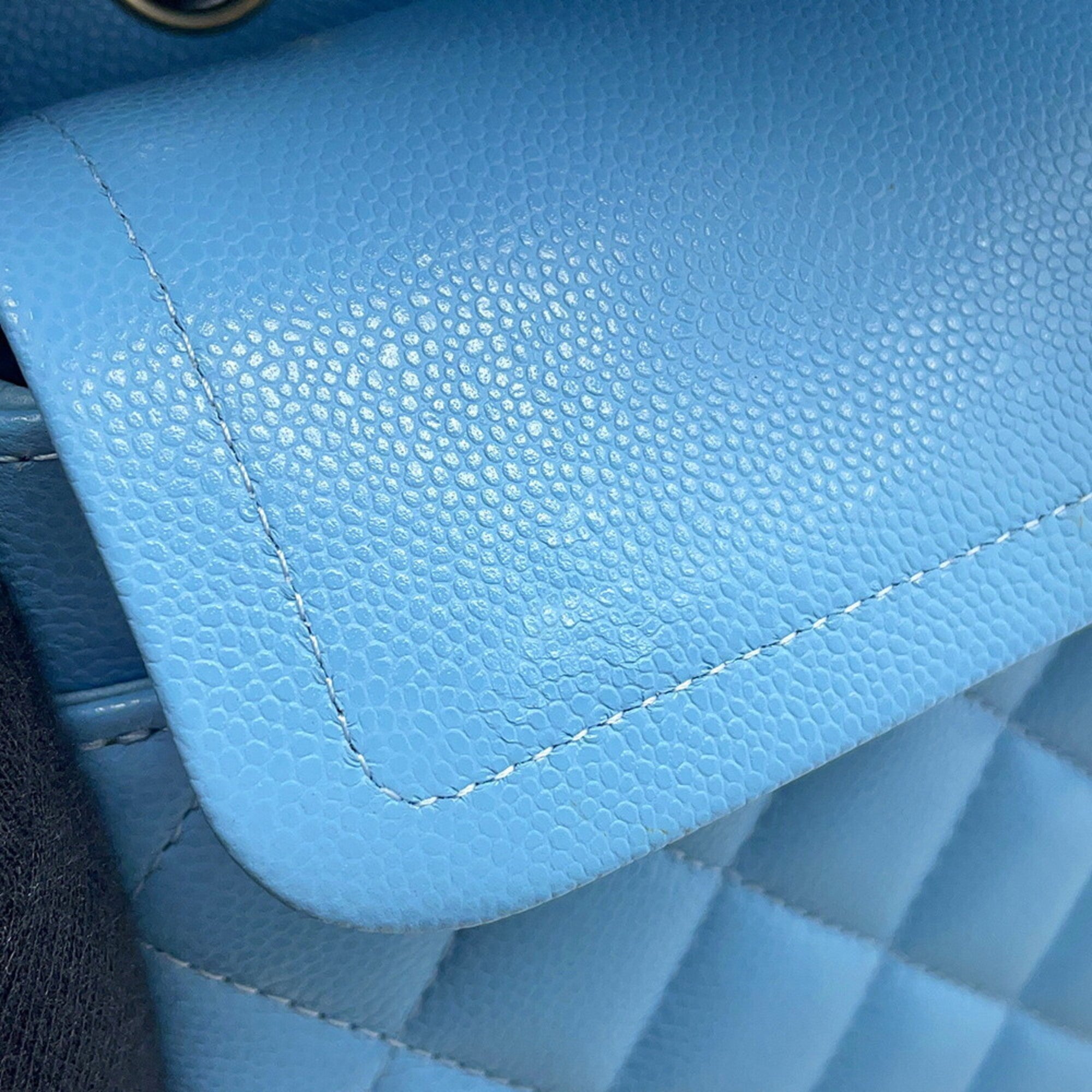 Chanel Sky Blue Grained Calfskin Handbag Shoulder Bag (Pre-Owned)