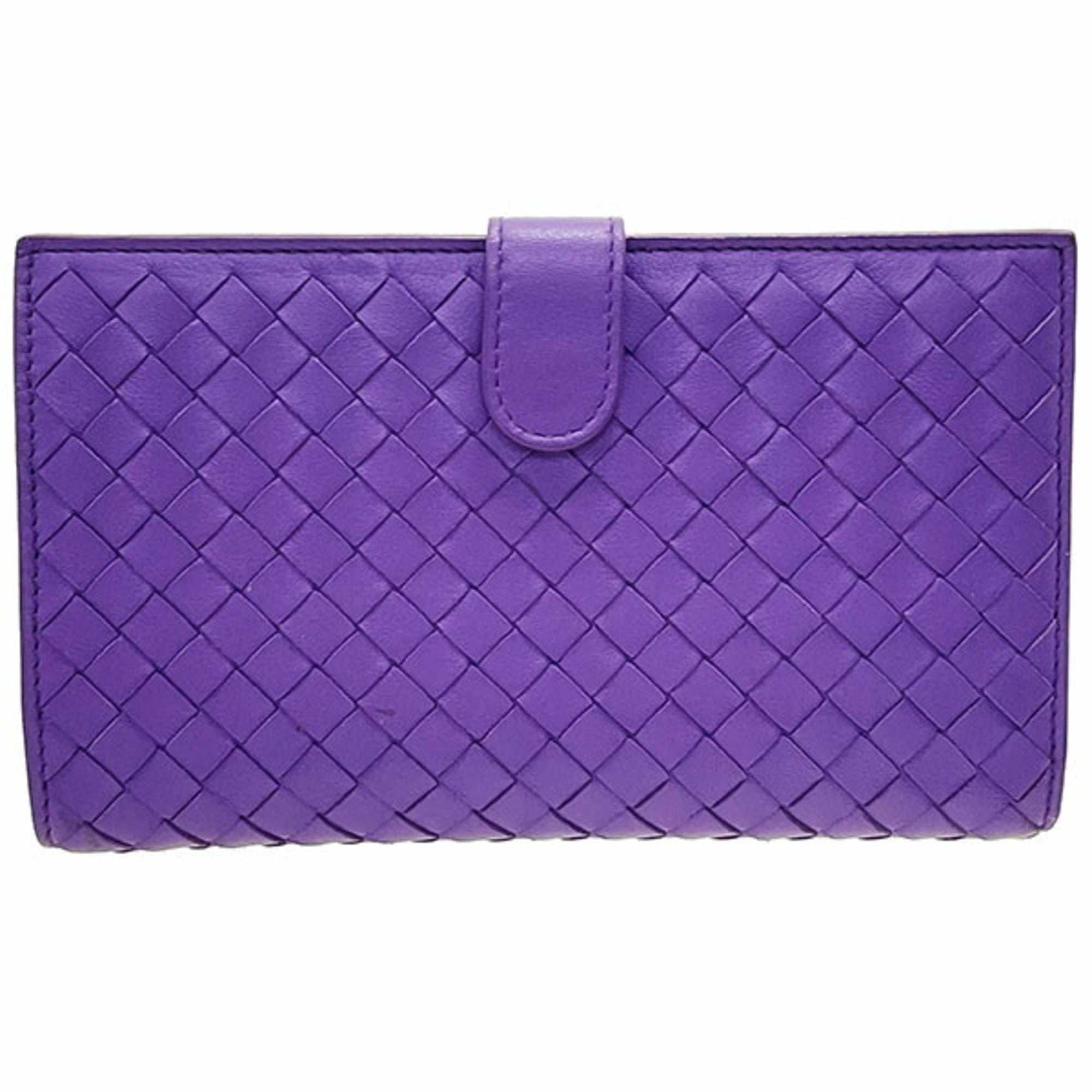 Bottega Veneta Purple Intrecciato Leather Long Wallet (Bi-Fold) (Pre-Owned)