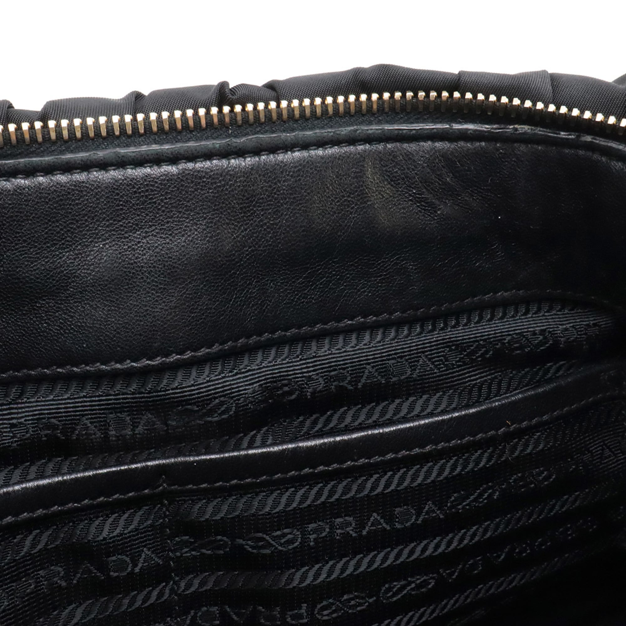 Prada Black Nero Nylon Leather Handbag Shoulder Bag Tote Bag (Pre-Owned)