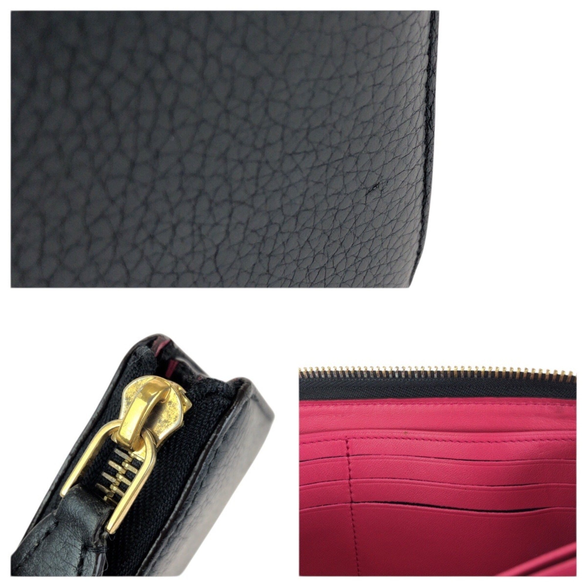 Louis Vuitton Black Leather Long Wallet (Bi-Fold) (Pre-Owned)