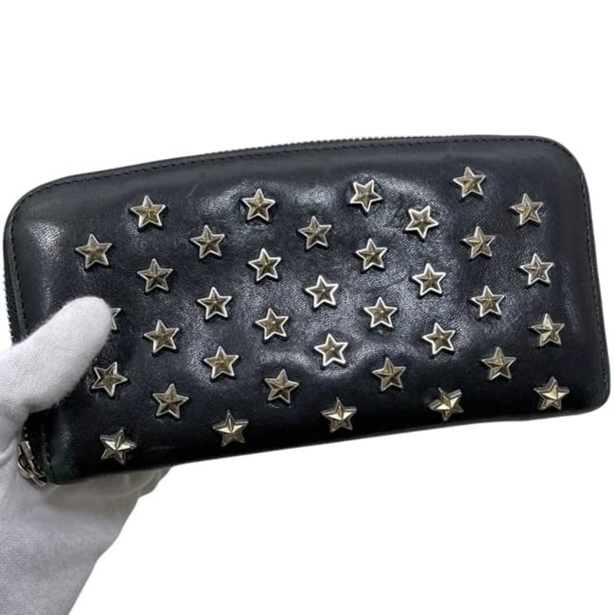 Jimmy Choo Black Leather Long Wallet (Bi-Fold) (Pre-Owned)