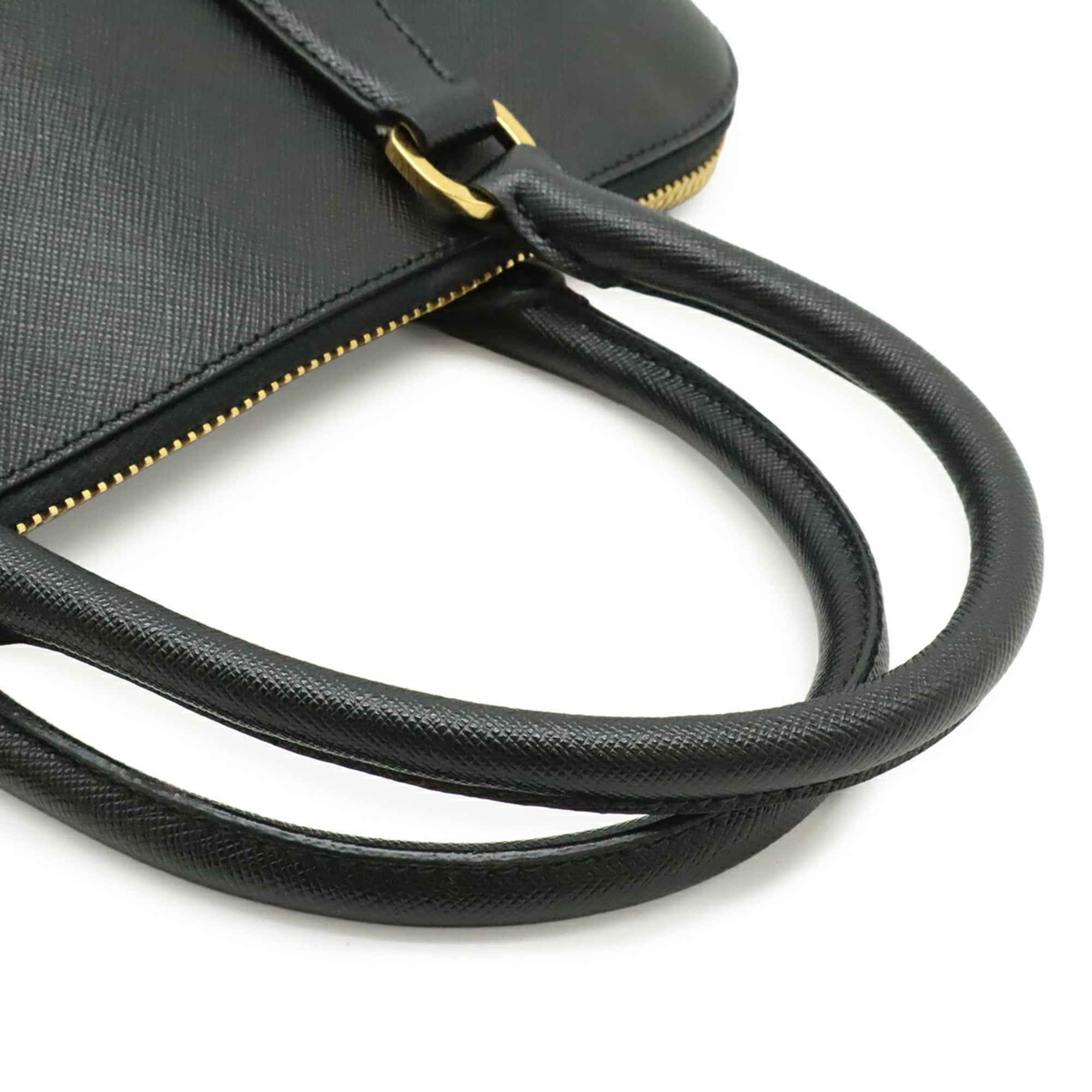 Prada Saffiano Black Nero Leather Handbag Tote Bag (Pre-Owned)