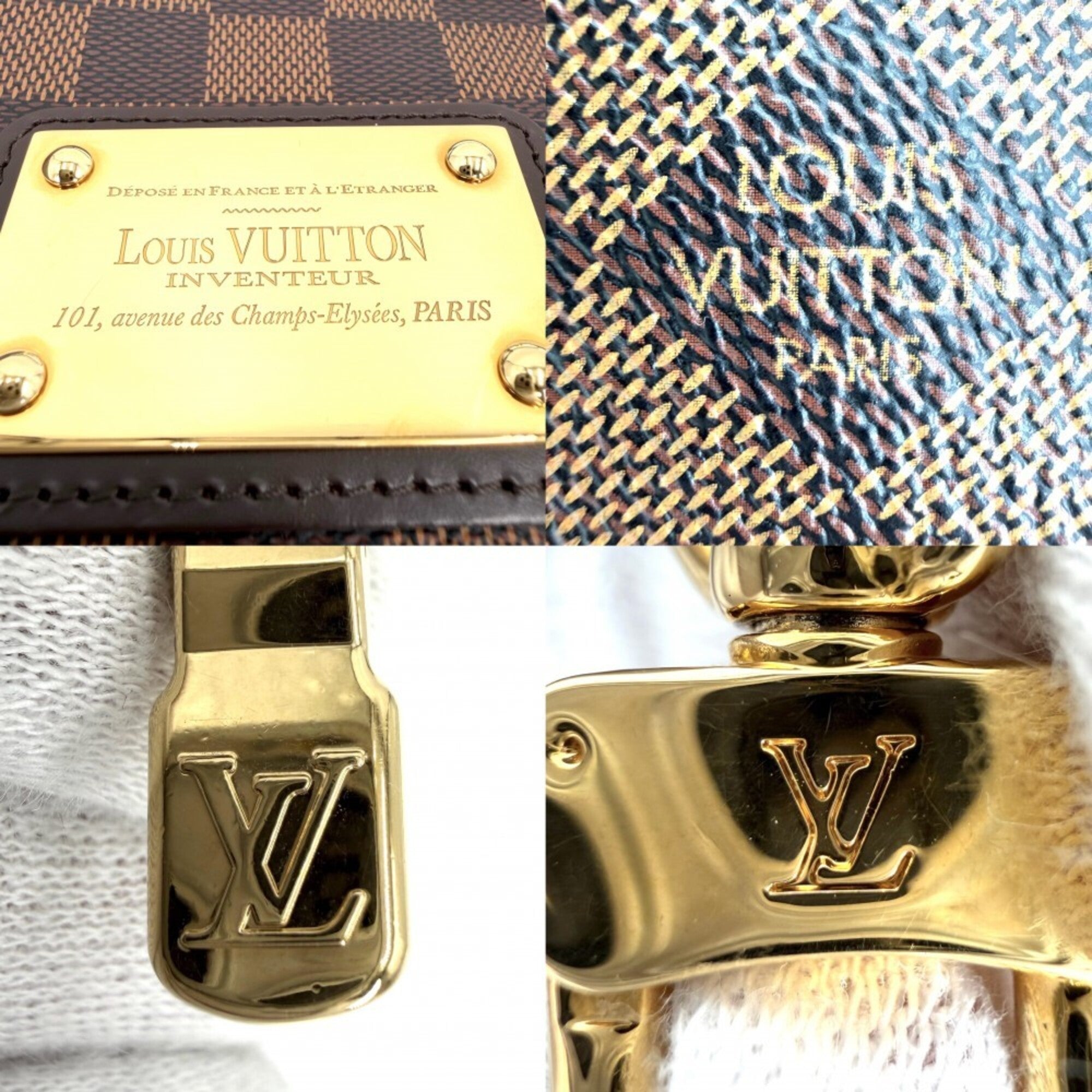 Louis Vuitton Brown Damier Canvas White Handbag Shoulder Bag (Pre-Owned)