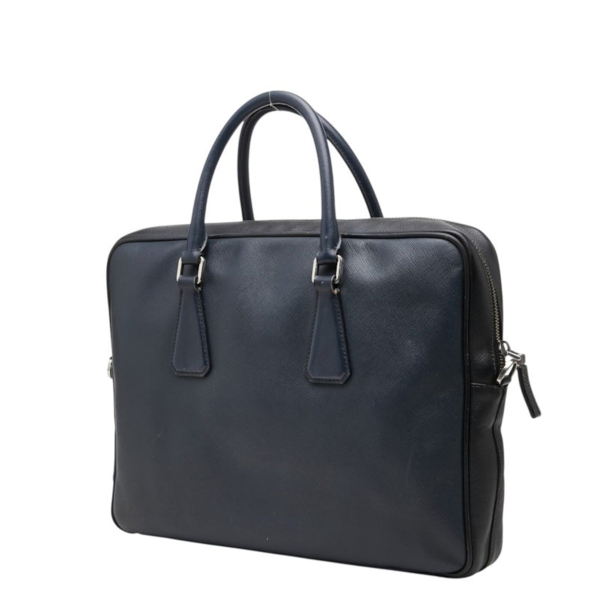Prada Navy Black Leather Handbag (Pre-Owned)