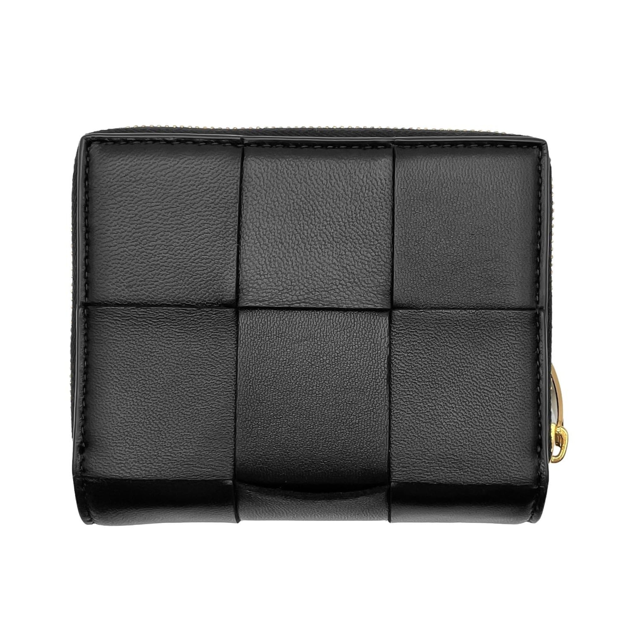 Bottega Veneta Gold Black Leather Wallet (Bi-Fold) (Pre-Owned)