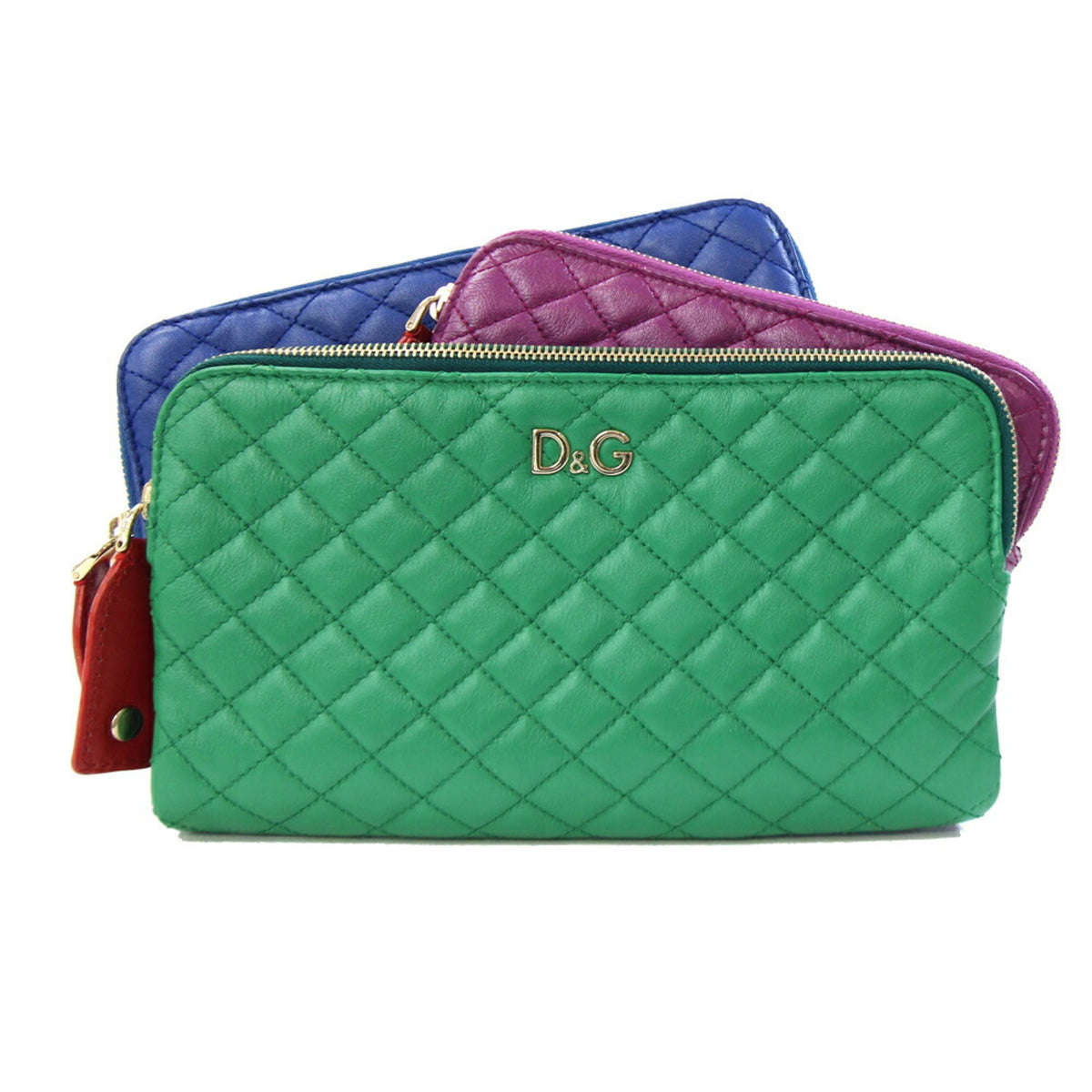 Dolce & Gabbana Blue Green Purple Leather Clutch Bag (Pre-Owned)