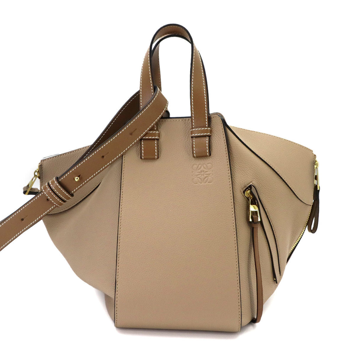 Loewe Hammock Beige Brown Leather Handbag (Pre-Owned)