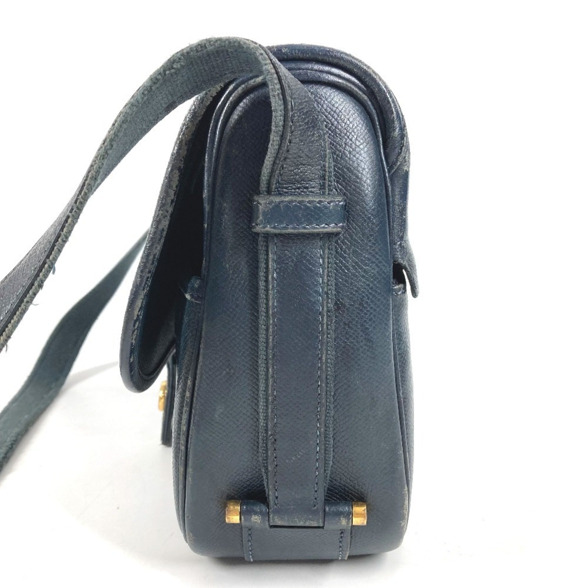 Hermes Navy Leather Shoulder Bag (Pre-Owned)