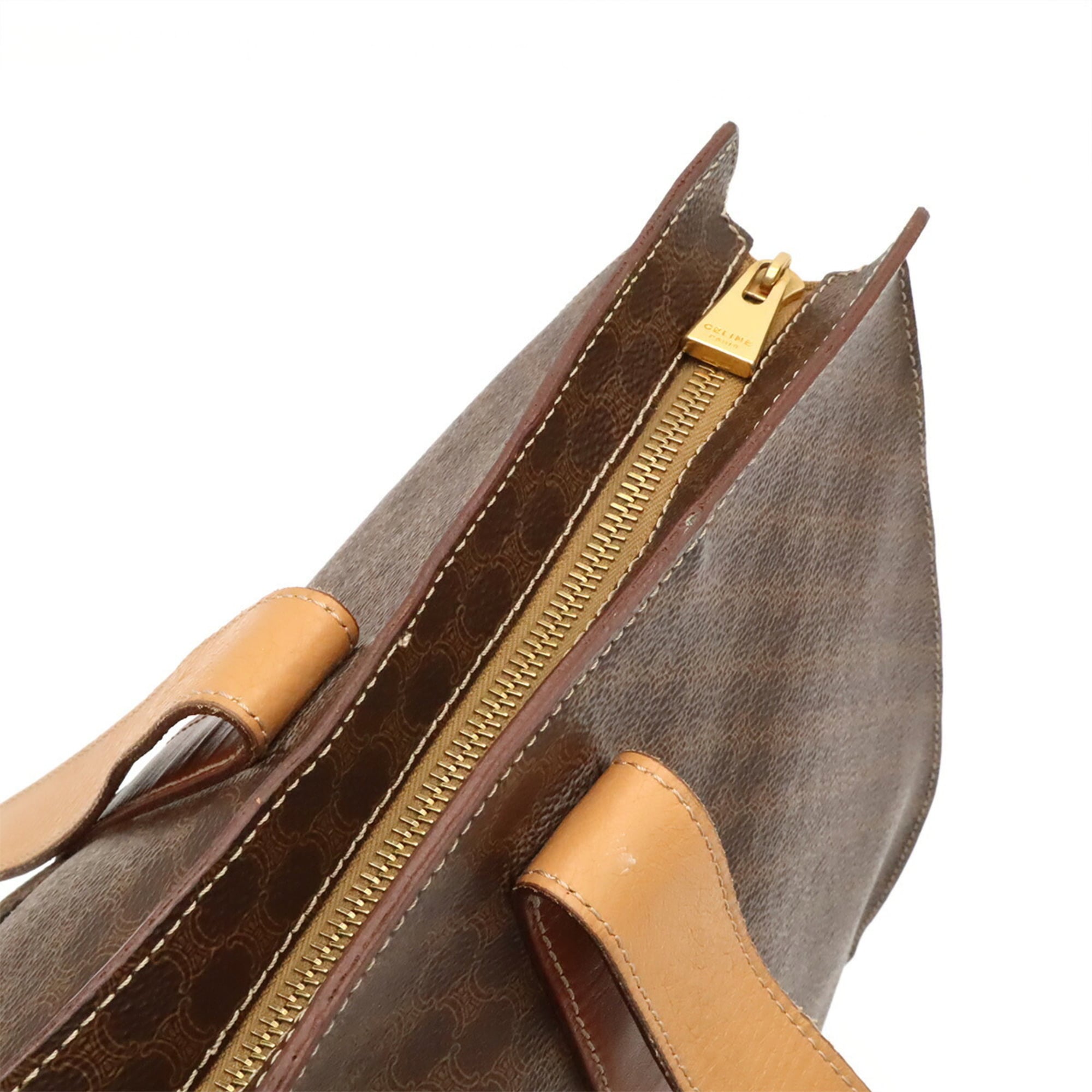 Celine Brown Dark Brown Pvc Leather Shoulder Bag Tote Bag (Pre-Owned)