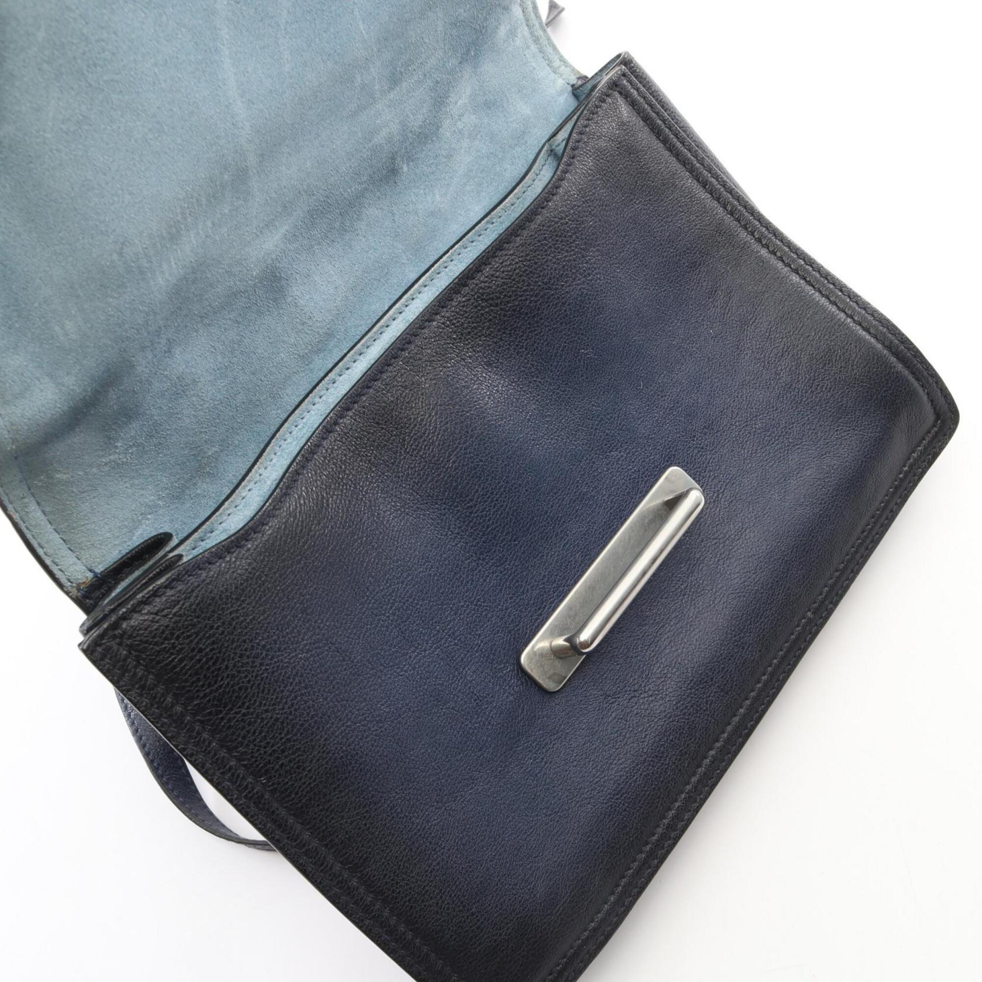 Prada Navy Leather Handbag Shoulder Bag (Pre-Owned)