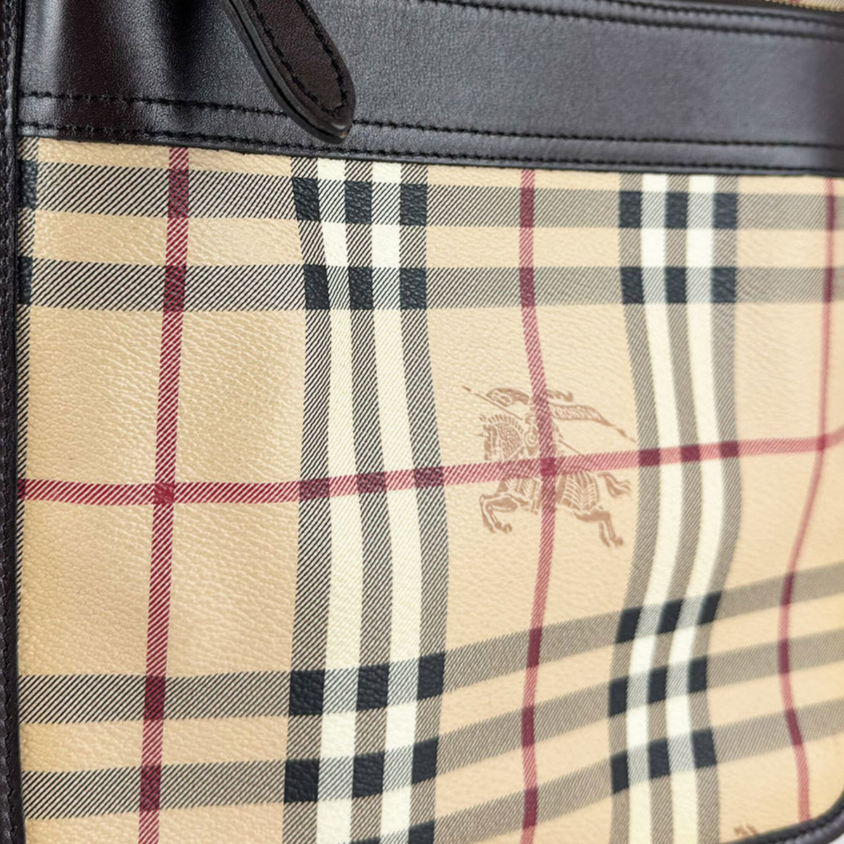 Burberry Beige Brown Pvc Leather Shoulder Bag (Pre-Owned)