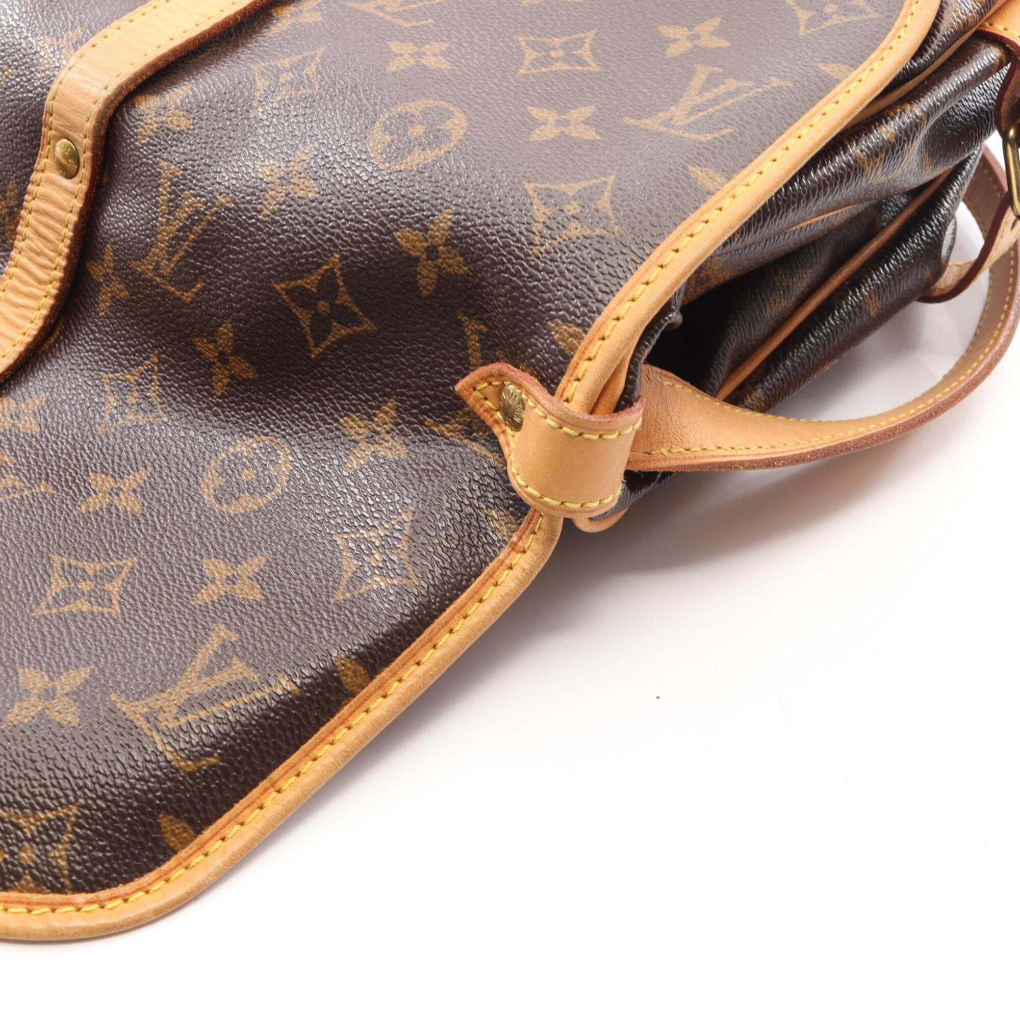 Louis Vuitton Brown Coated Canvas Leather Handbag Shoulder Bag (Pre-Owned)
