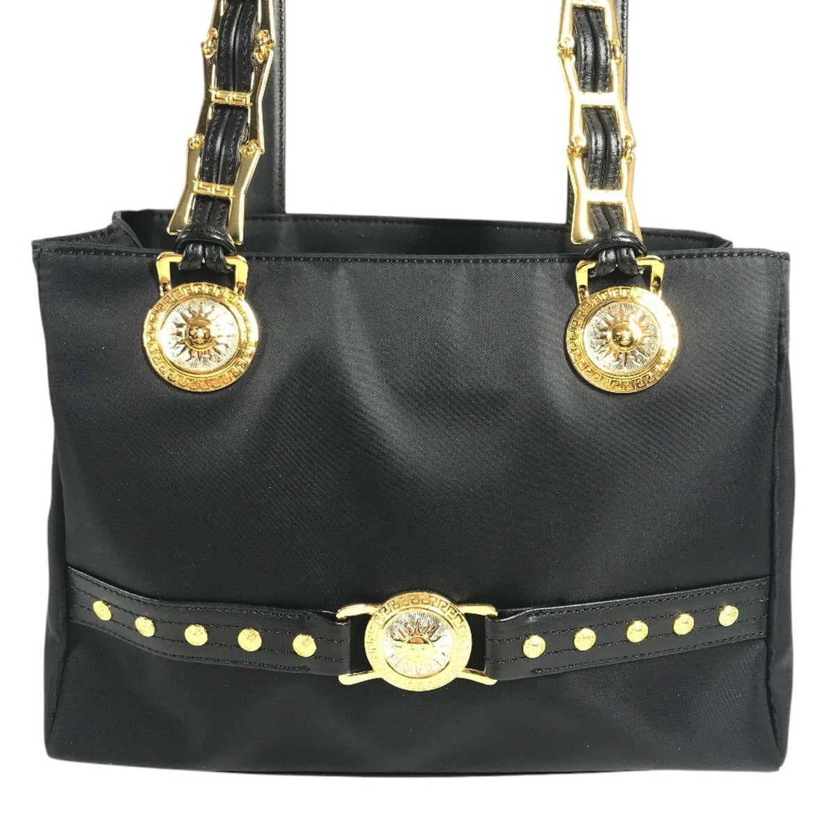 Versace Black Nylon Handbag Shoulder Bag (Pre-Owned)