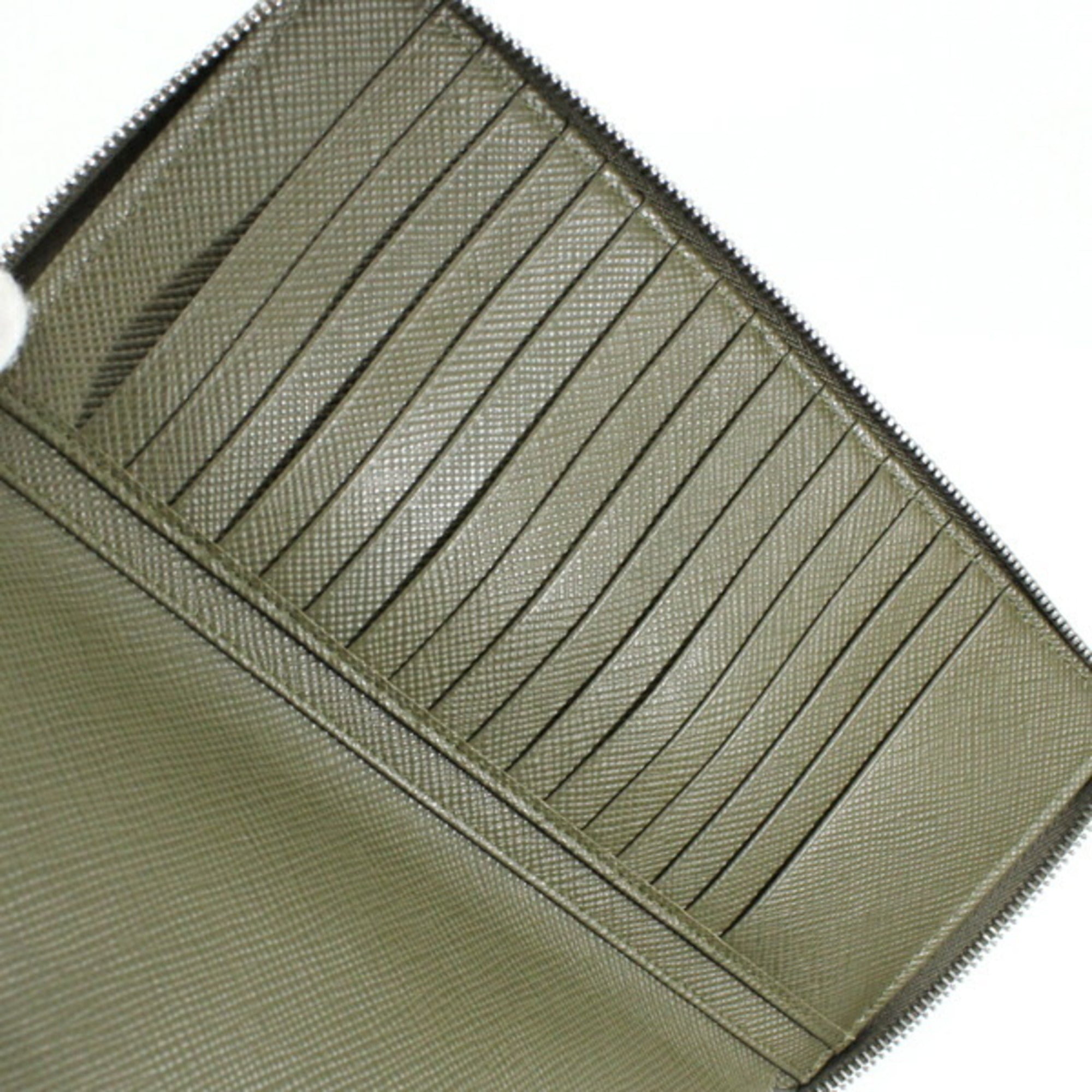 Prada Khaki Saffiano Long Wallet (Bi-Fold) (Pre-Owned)