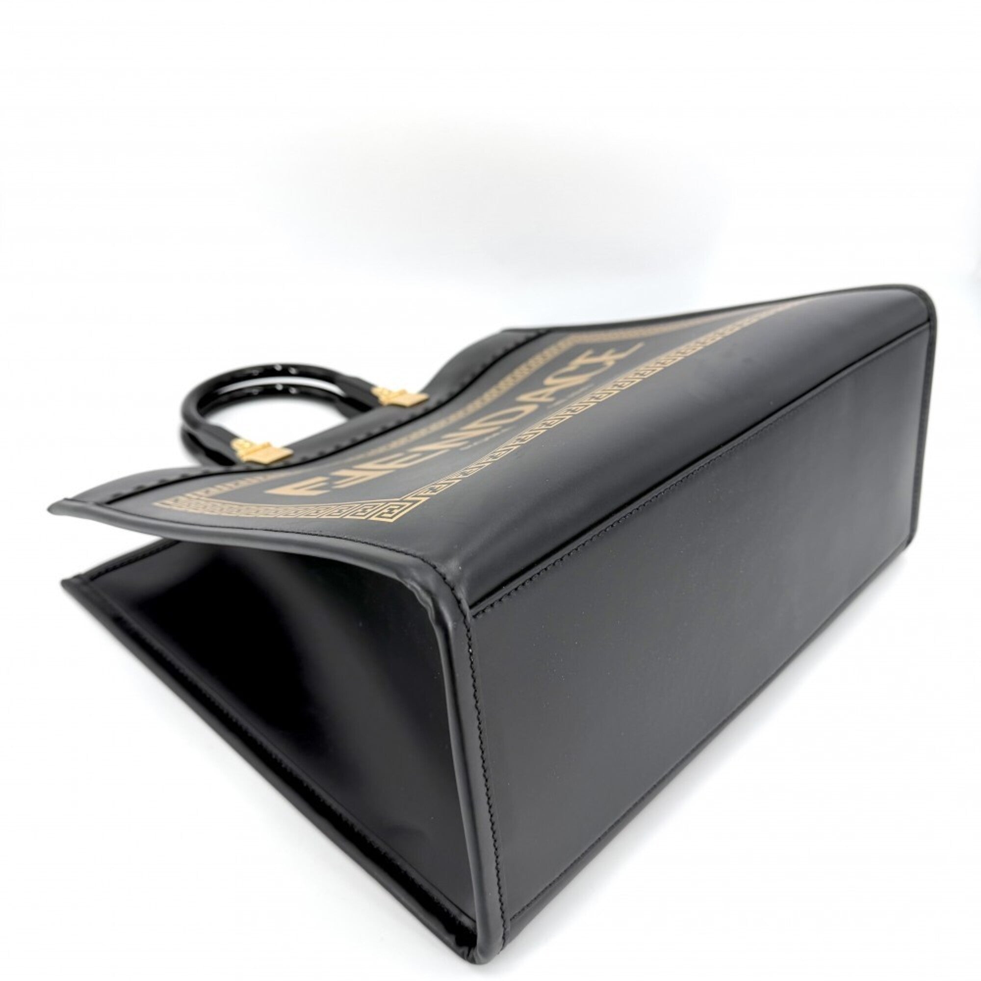Fendi Black Leather Handbag Shoulder Bag Tote Bag (Pre-Owned)