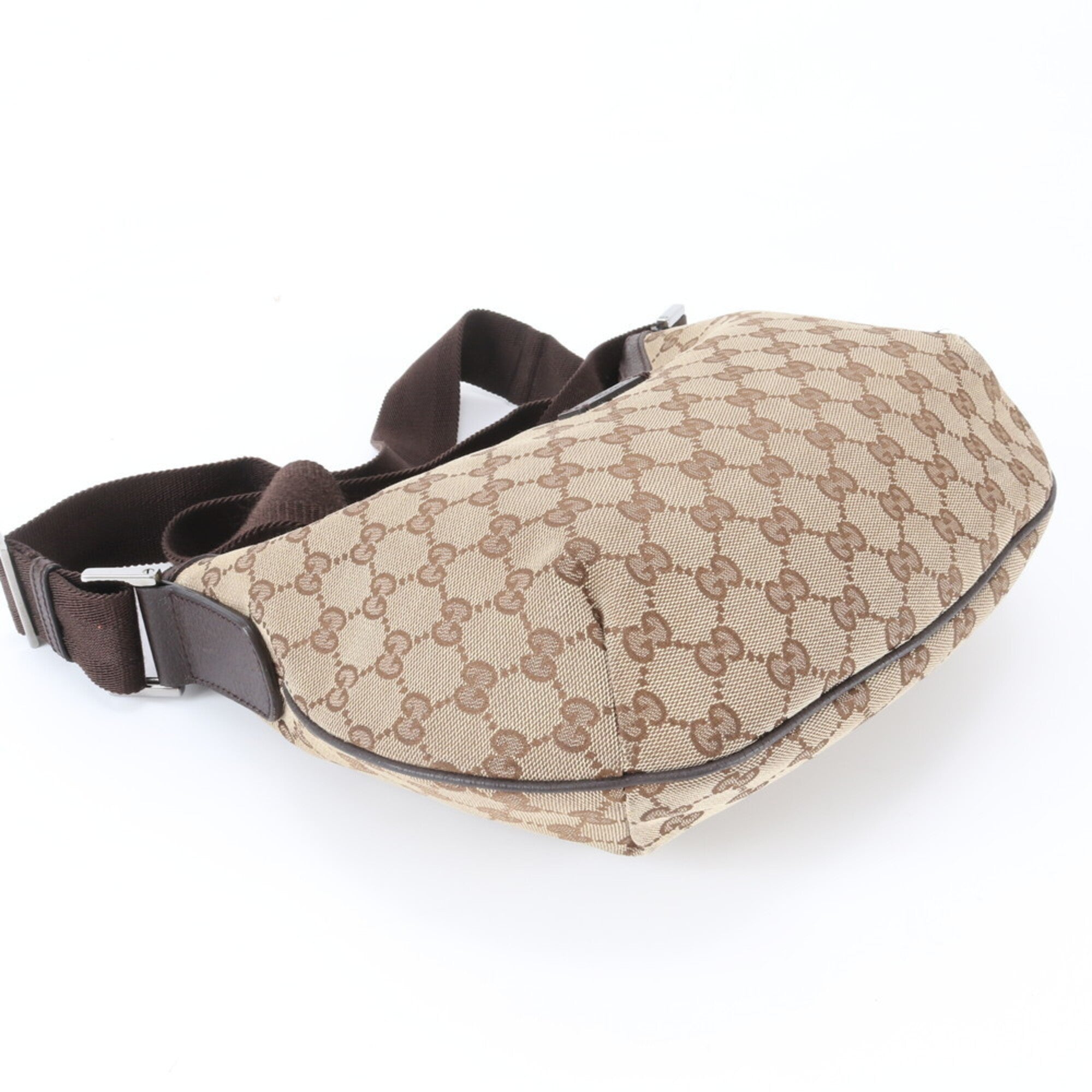 Gucci Gg Canvas Brown Leather Canvas Shoulder Bag (Pre-Owned)