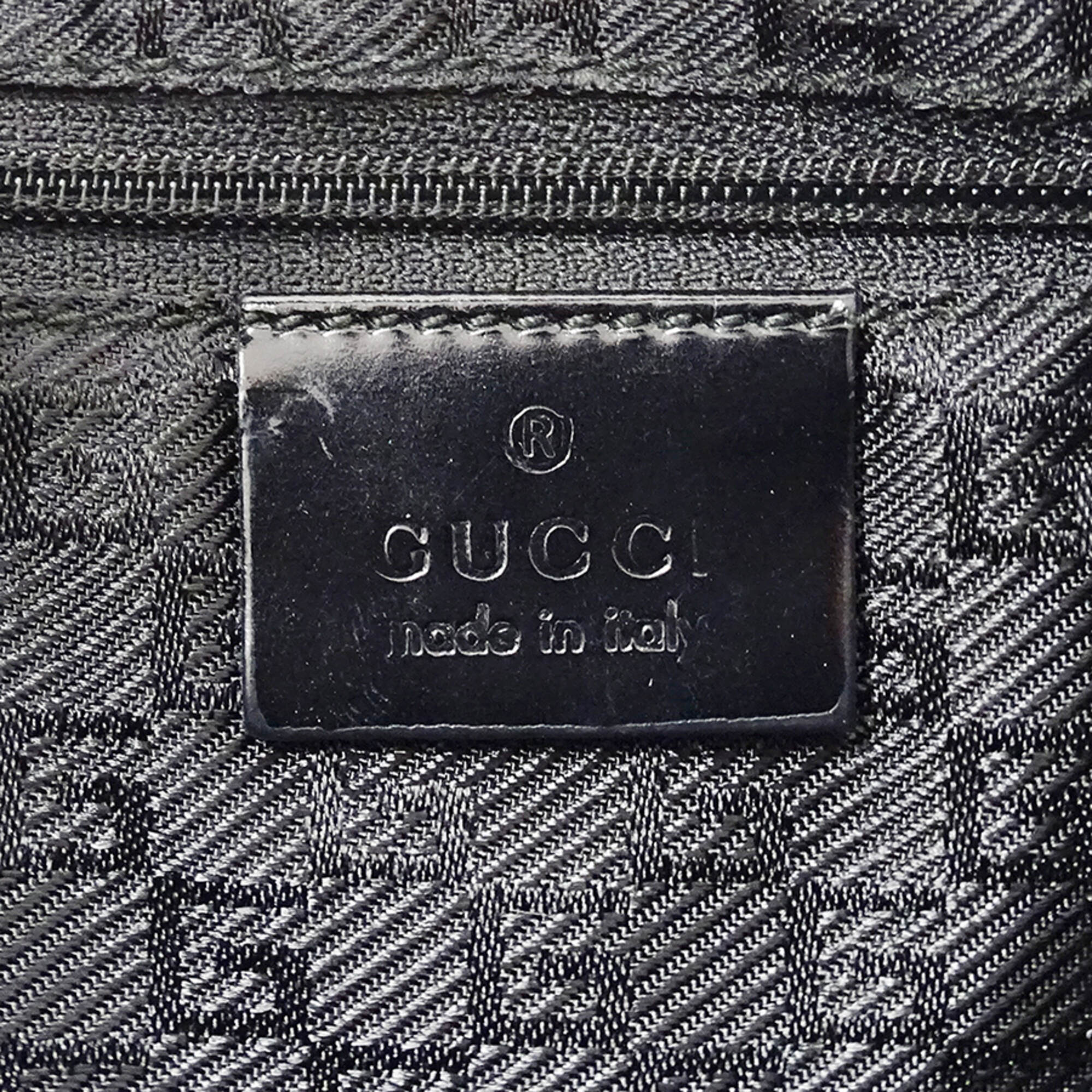 Gucci Beige Black Canvas Handbag Shoulder Bag (Pre-Owned)