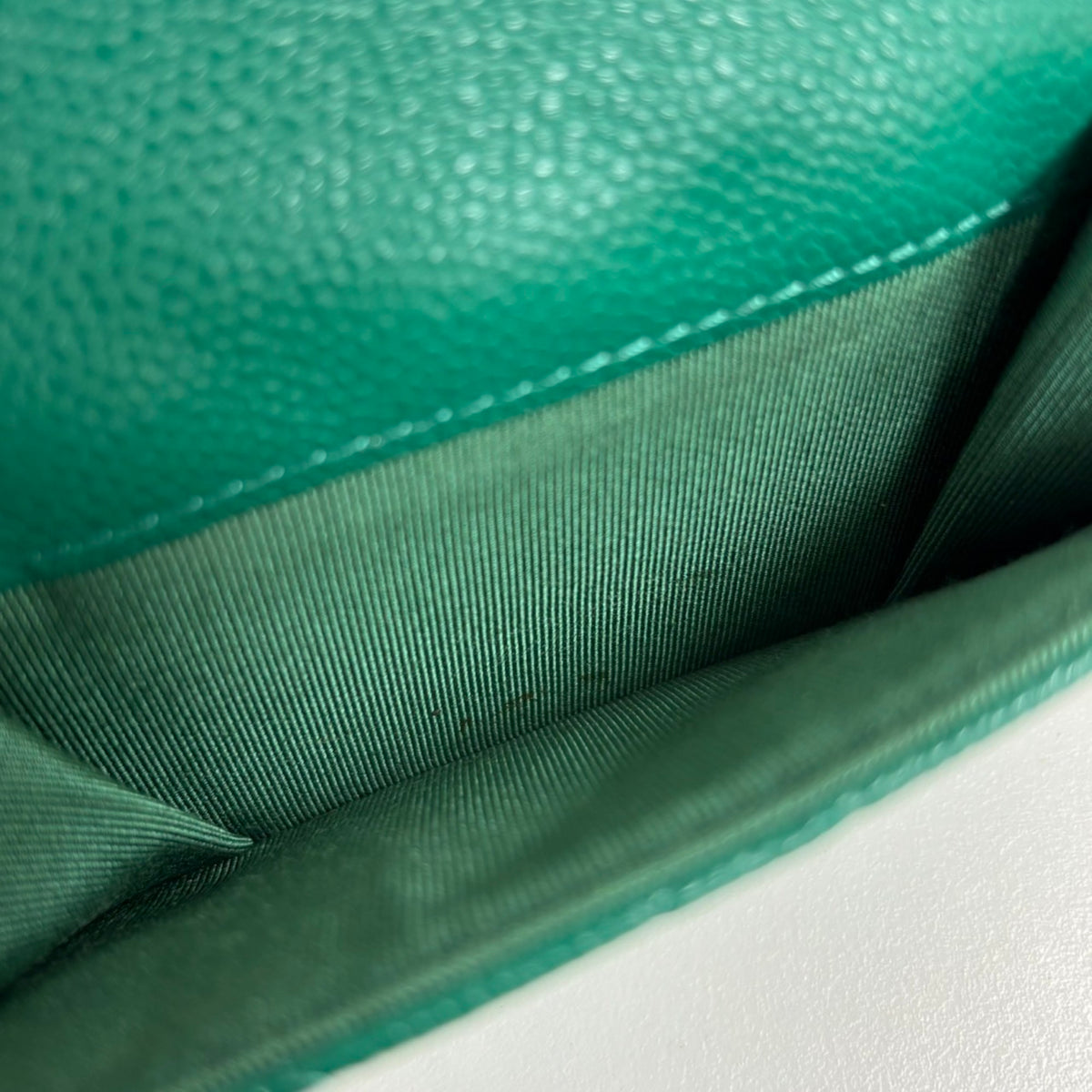 Chanel Green Grained Calfskin Wallet (Tri-Fold) (Pre-Owned)