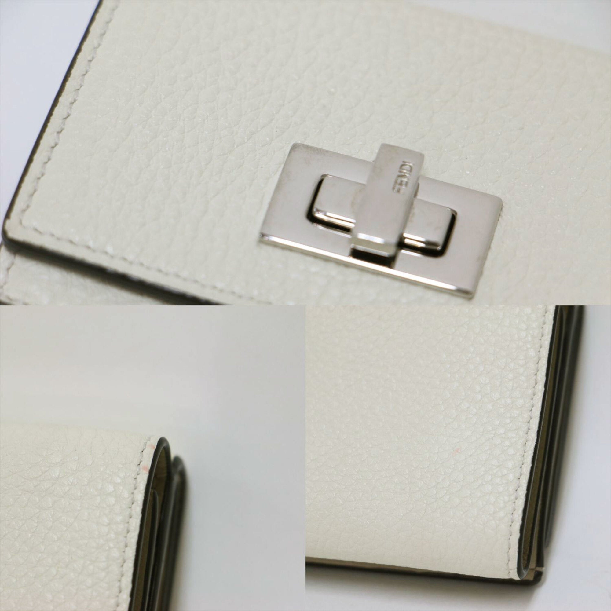 Fendi White Leather Wallet (Tri-Fold) (Pre-Owned)