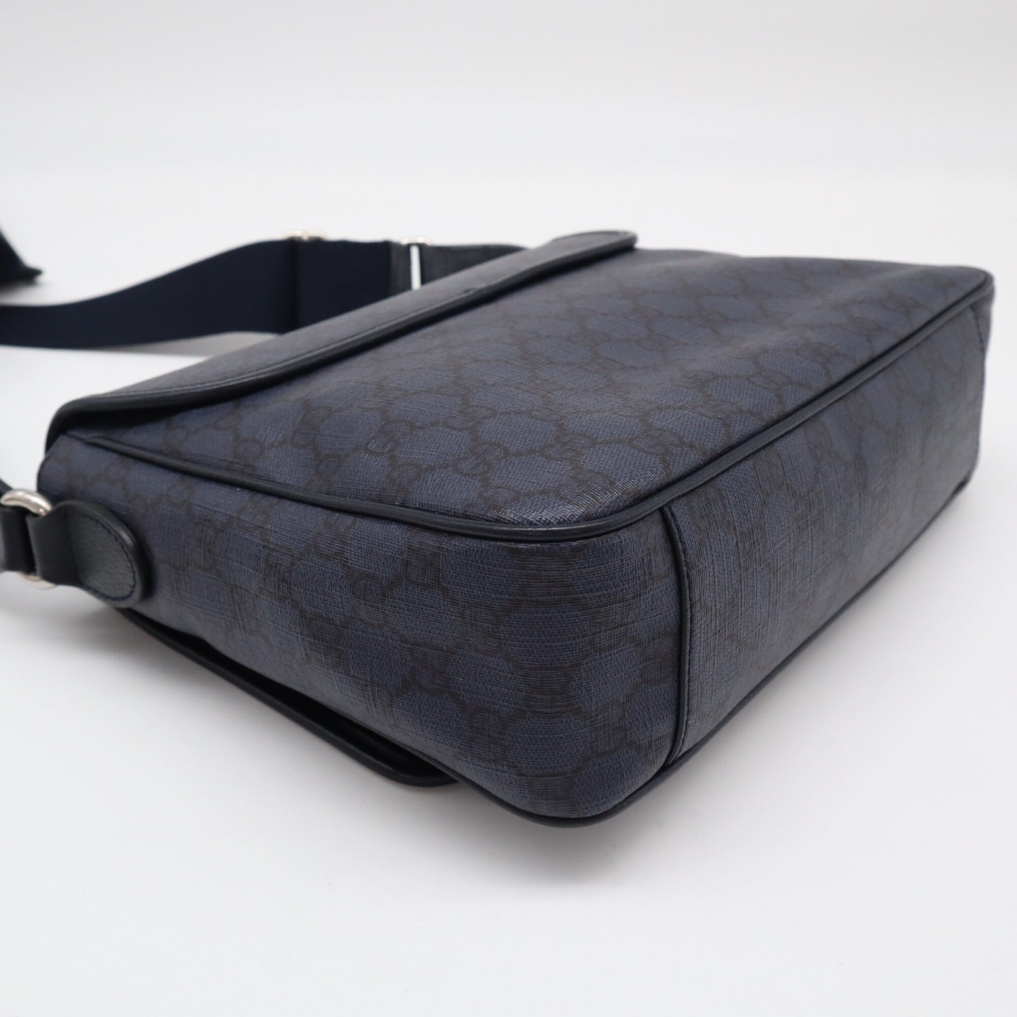 Gucci Ophidia Navy Black Canvas Leather Shoulder Bag (Pre-Owned)