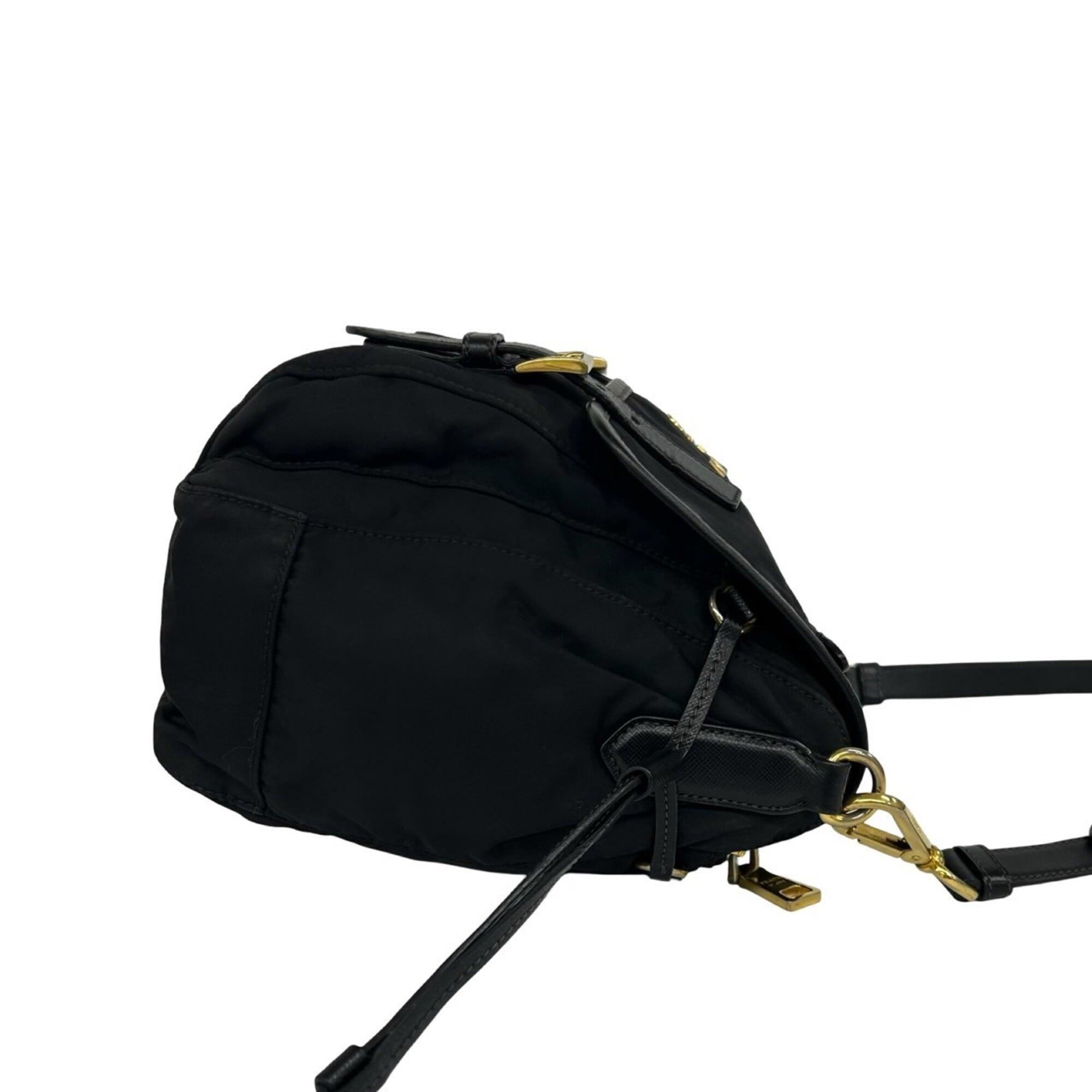Prada Black Nylon Leather Pochette Shoulder Bag (Pre-Owned)