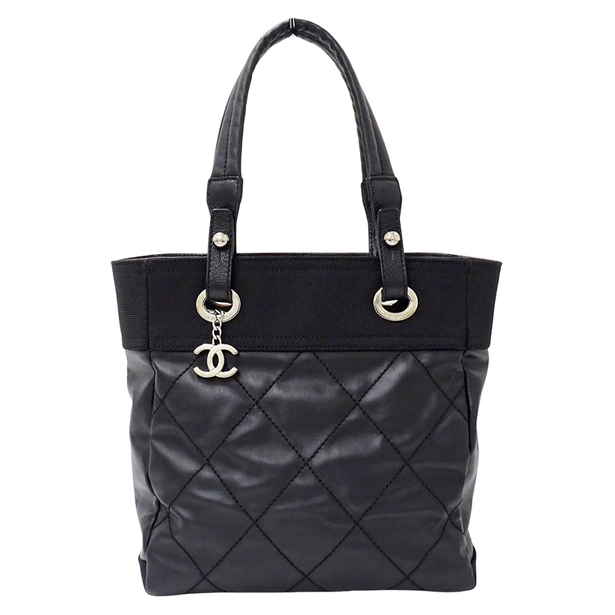 Chanel Black Coated Canvas Tote Bag (Pre-Owned)