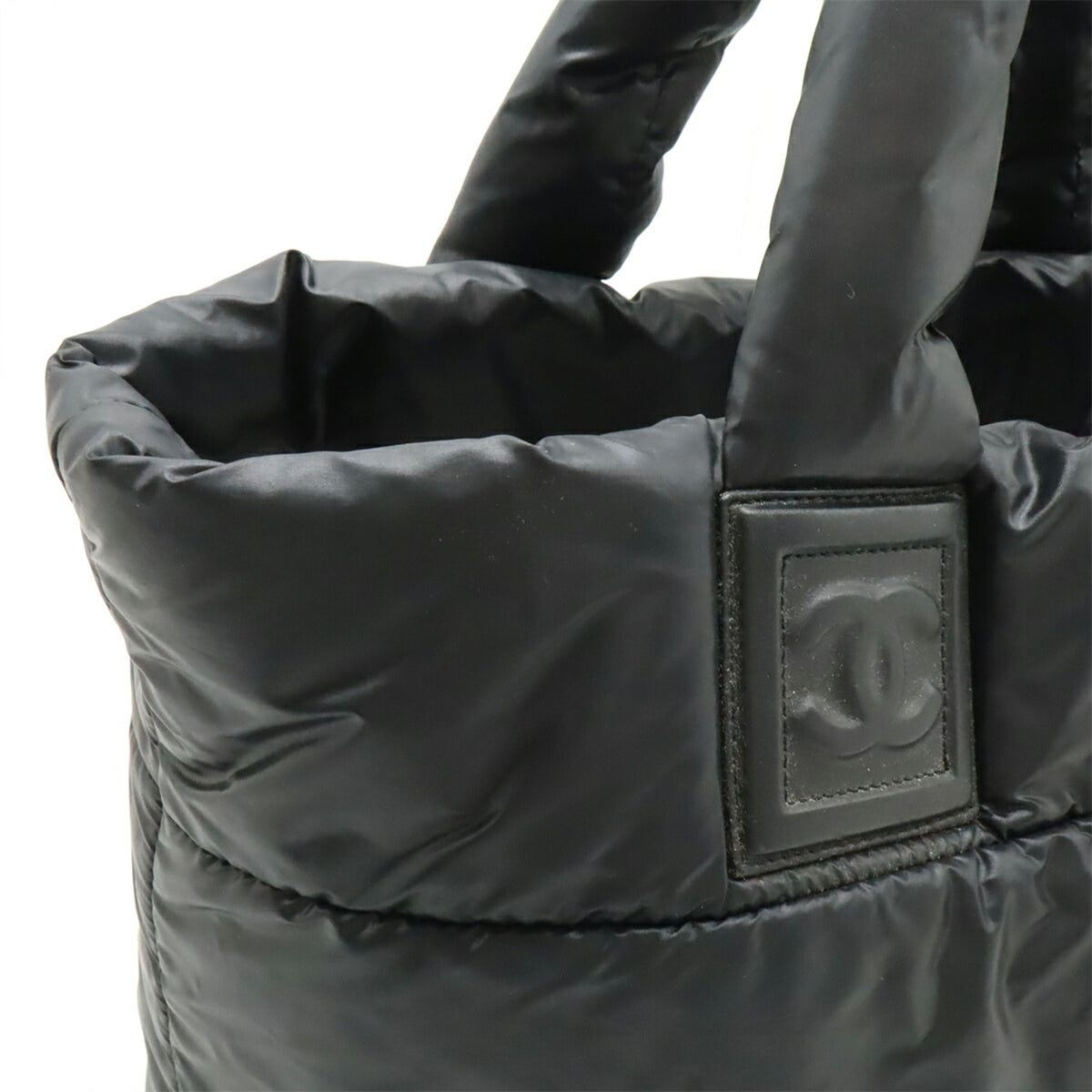 Chanel Black Nylon Leather Handbag Tote Bag (Pre-Owned)