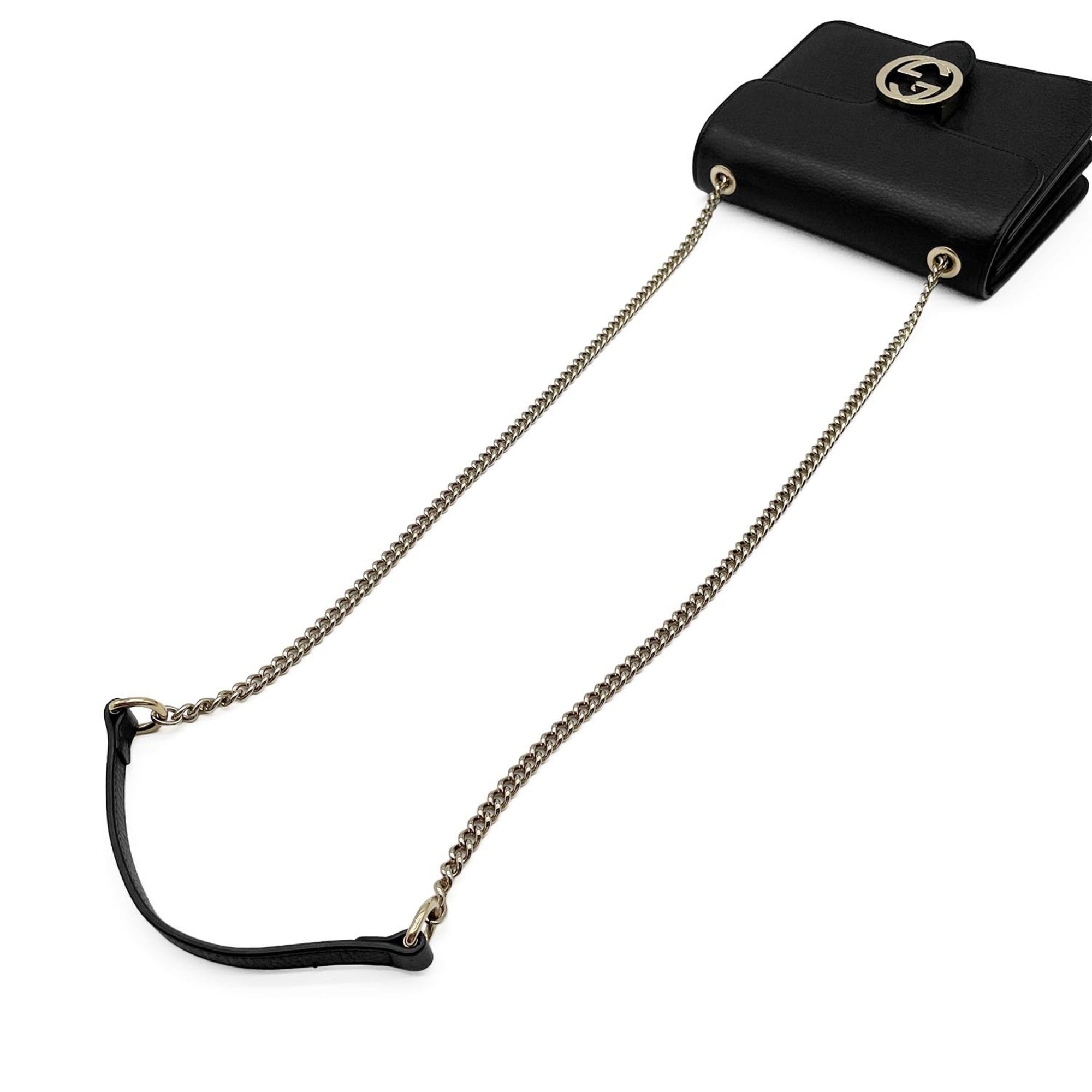 Gucci Black Leather Metal Shoulder Bag (Pre-Owned)