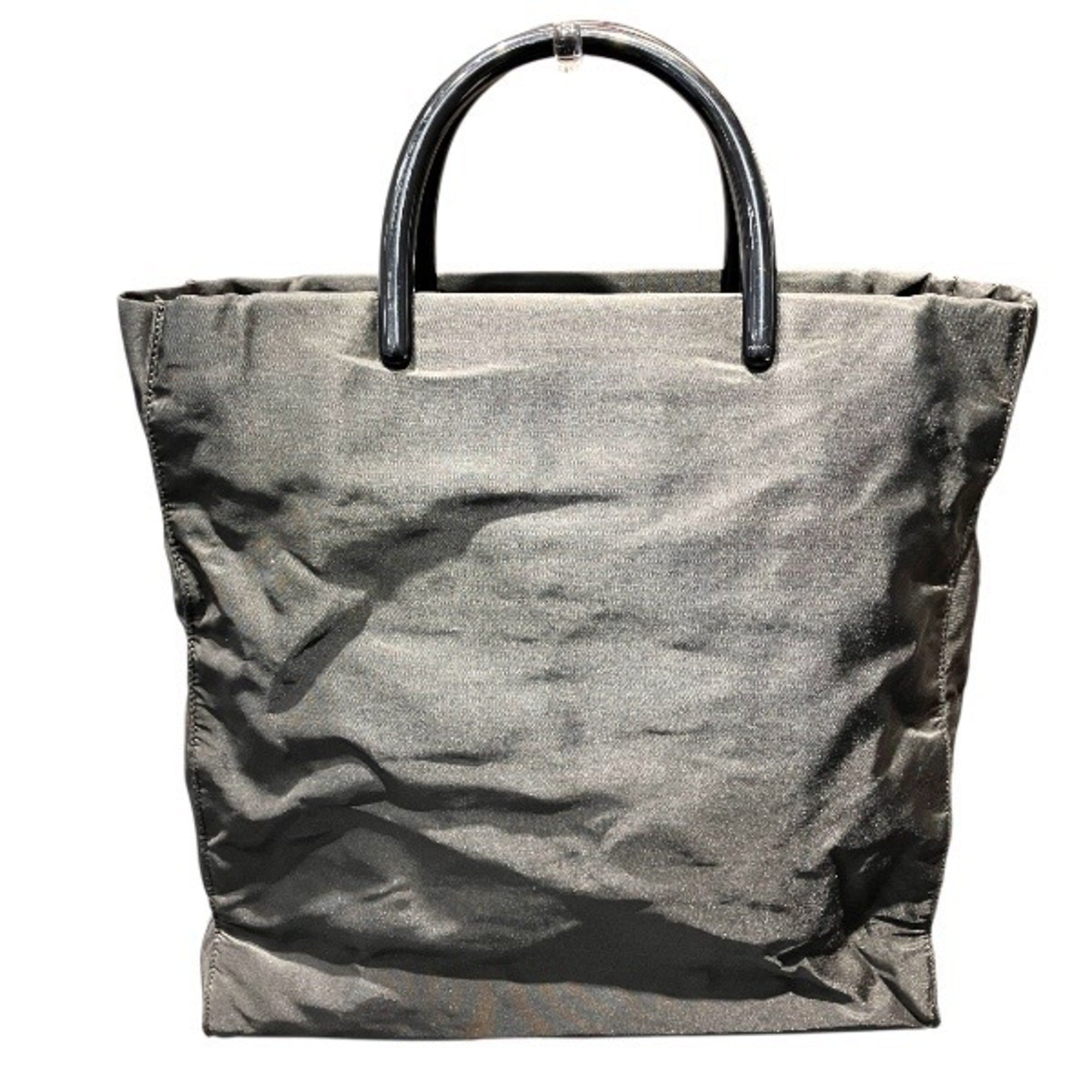 Prada Black Nylon Plastic Handbag Tote Bag (Pre-Owned)