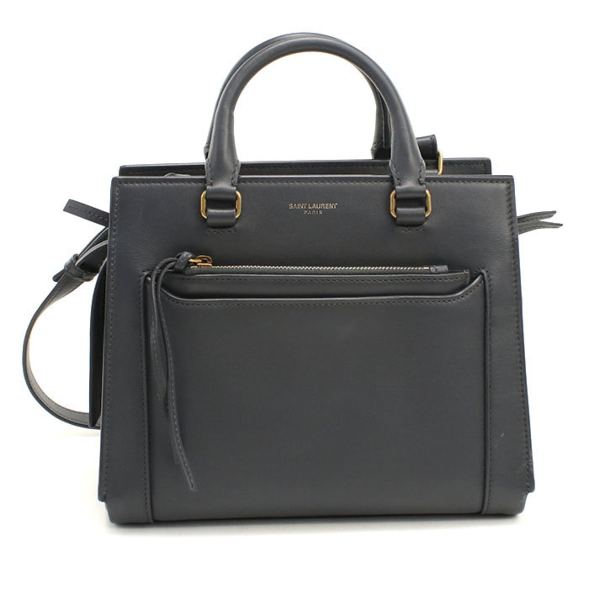 Saint Laurent Gray Leather Handbag (Pre-Owned)
