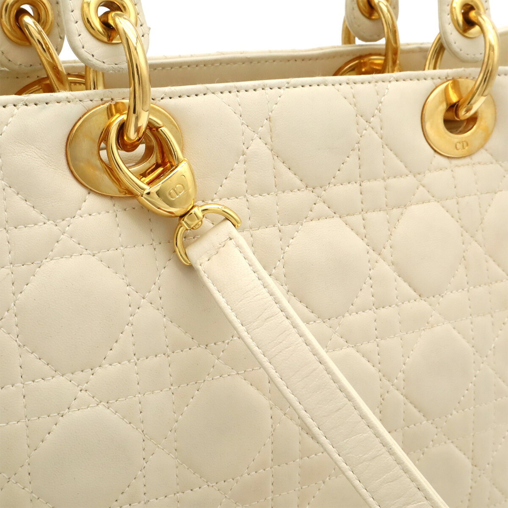Christian Dior White Leather Handbag Shoulder Bag (Pre-Owned)