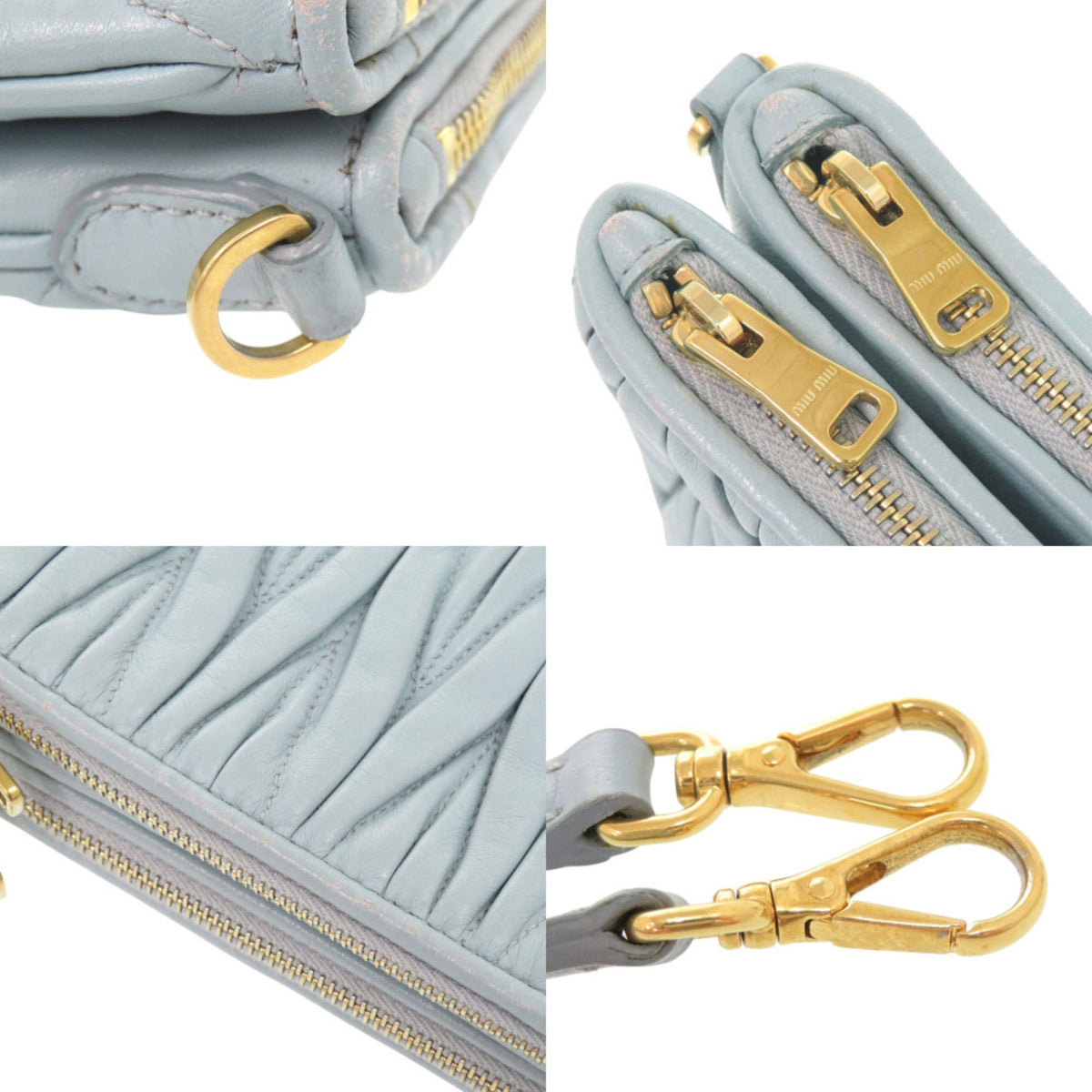 Miu Miu Matelasse Light Blue Leather Shoulder Bag (Pre-Owned)