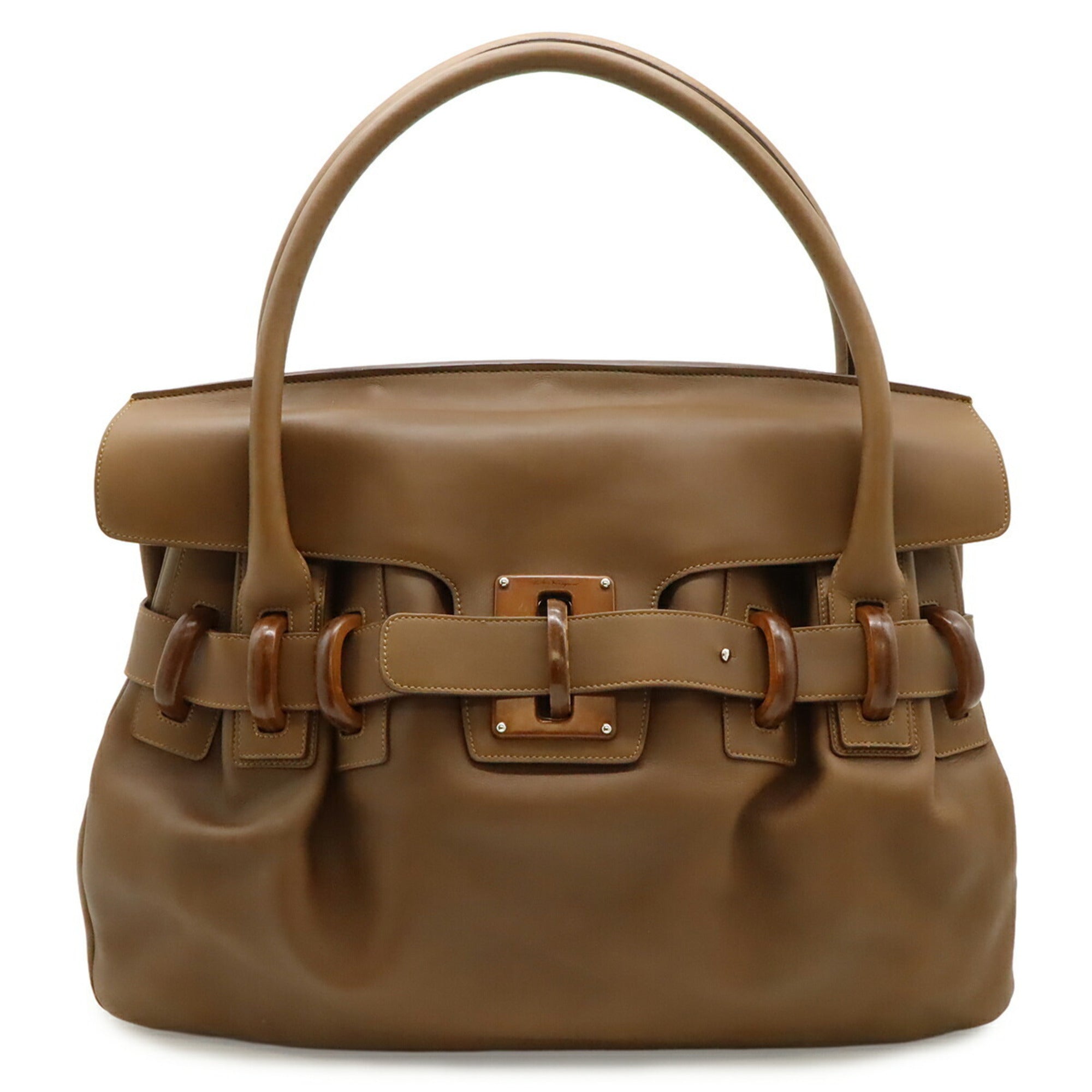 Salvatore Ferragamo Brown Leather Handbag Tote Bag (Pre-Owned)