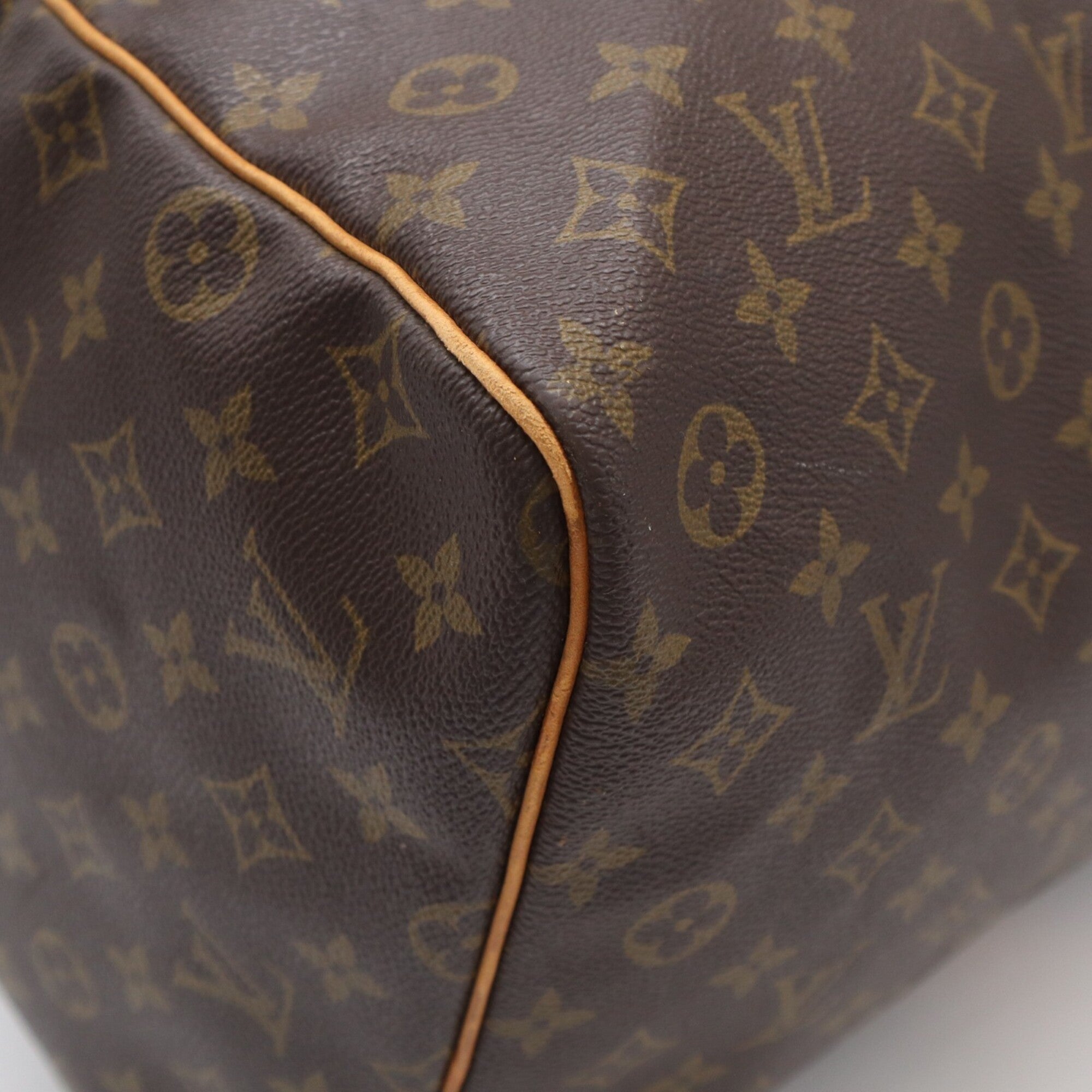 Louis Vuitton Monogram Beige Brown Coated Canvas Leather Boston Bag (Pre-Owned)