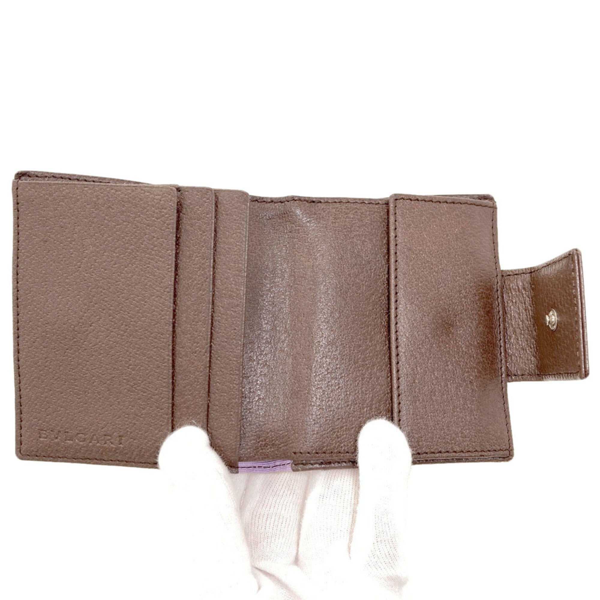 Bvlgari Logomania Brown Canvas Leather Wallet (Bi-Fold) (Pre-Owned)