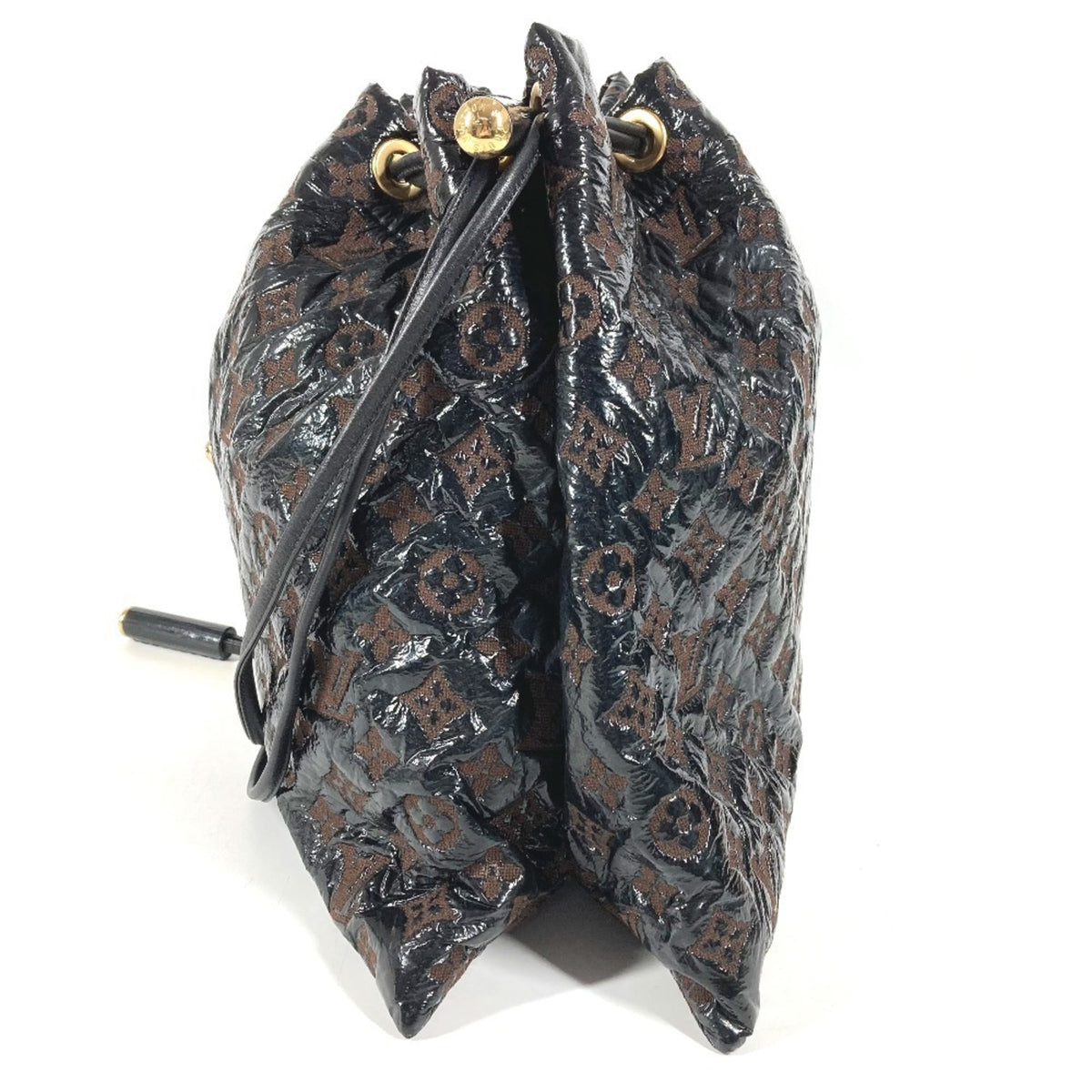 Louis Vuitton Black Brown Leather Canvas Vinyl Shoulder Bag Tote Bag (Pre-Owned)