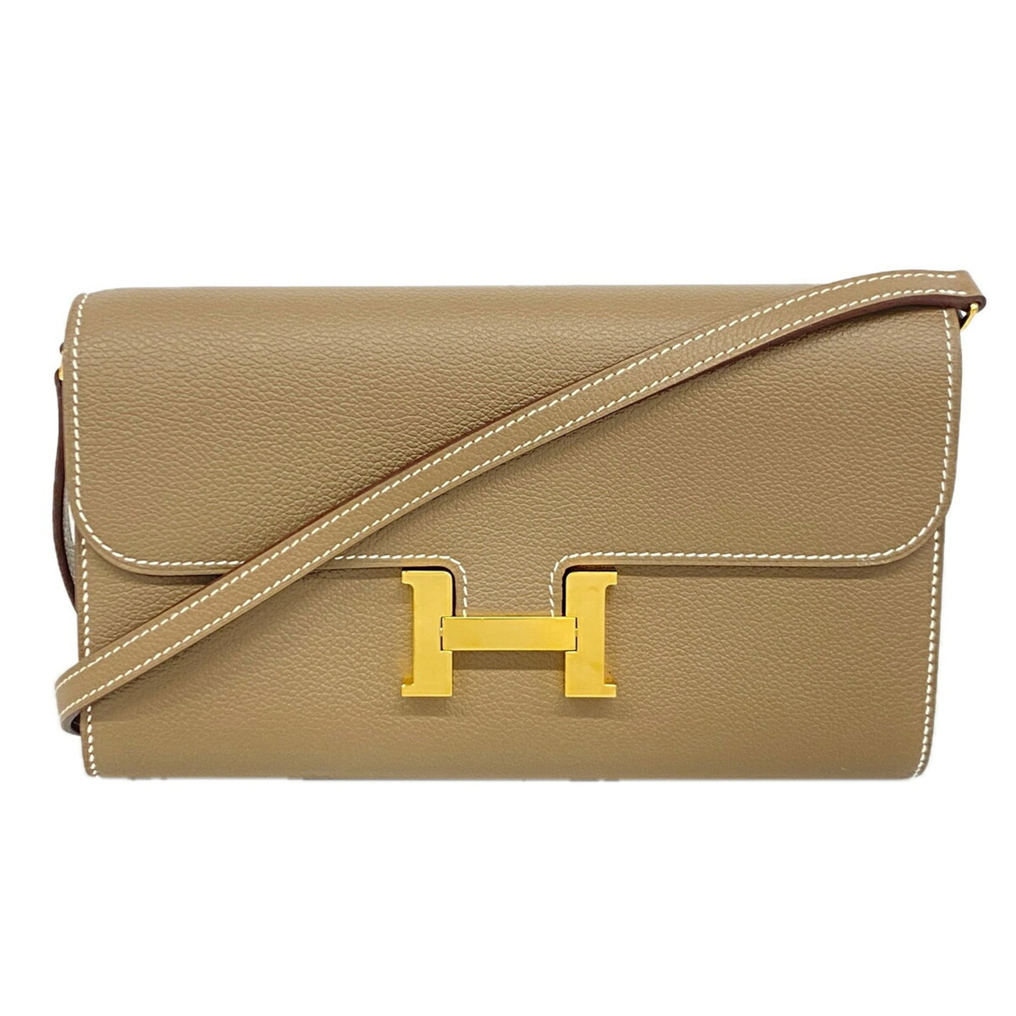 Hermes Etoupe Gray Chain/Shoulder Wallet (Pre-Owned)