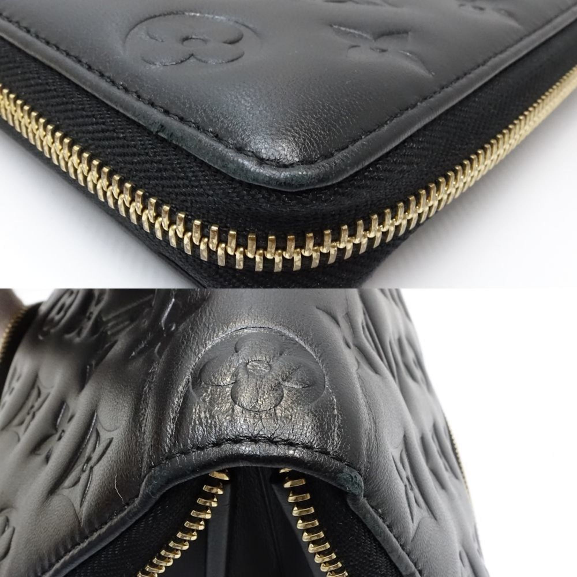 Louis Vuitton Noir Leather Long Wallet (Bi-Fold) (Pre-Owned)