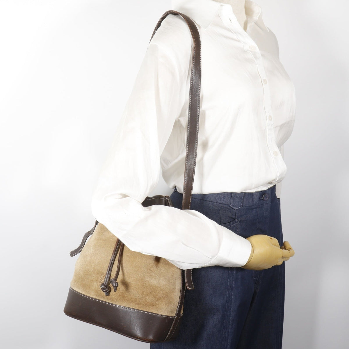 Loewe Beige Suede Leather Shoulder Bag (Pre-Owned)