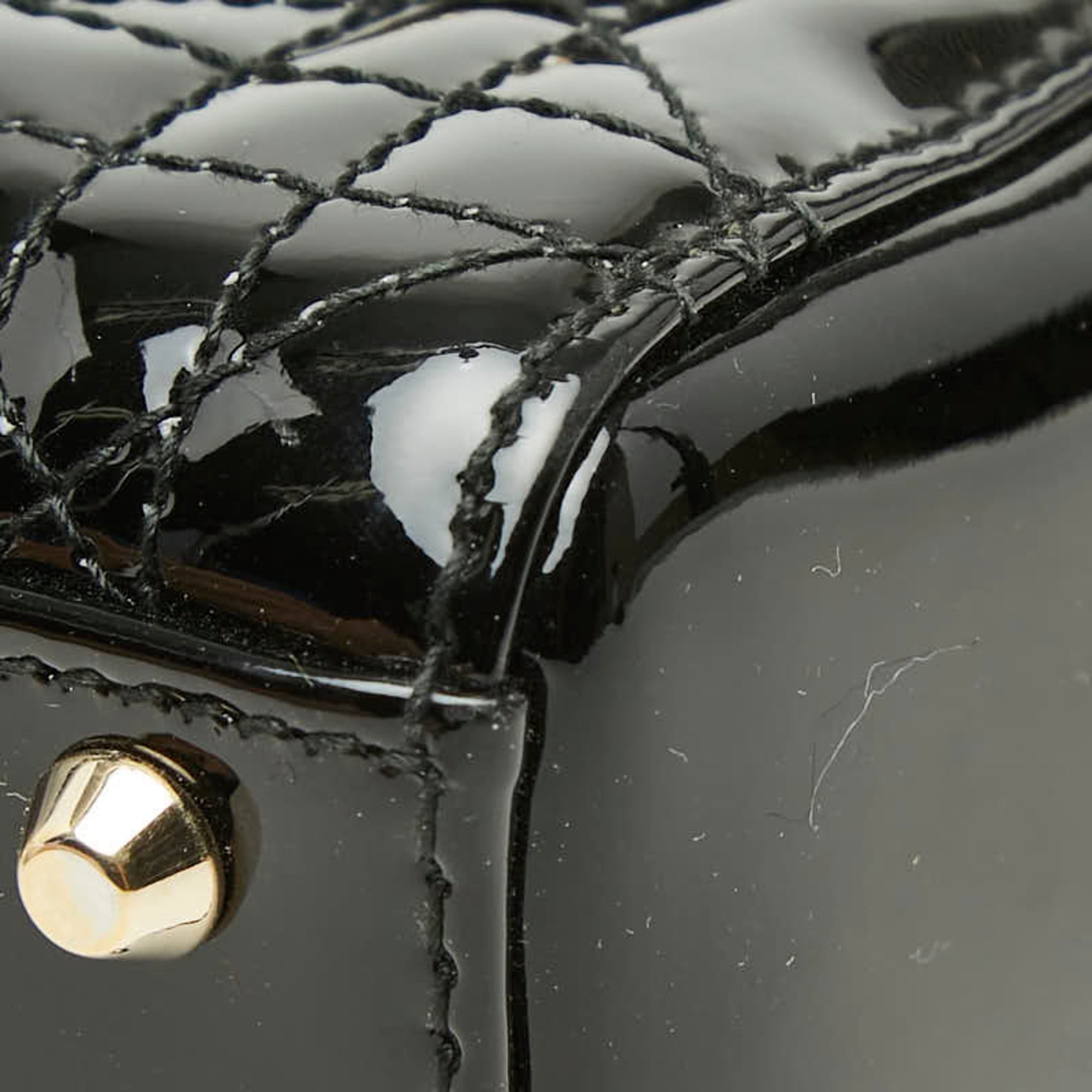 Christian Dior Black Patent Leather Handbag Shoulder Bag (Pre-Owned)