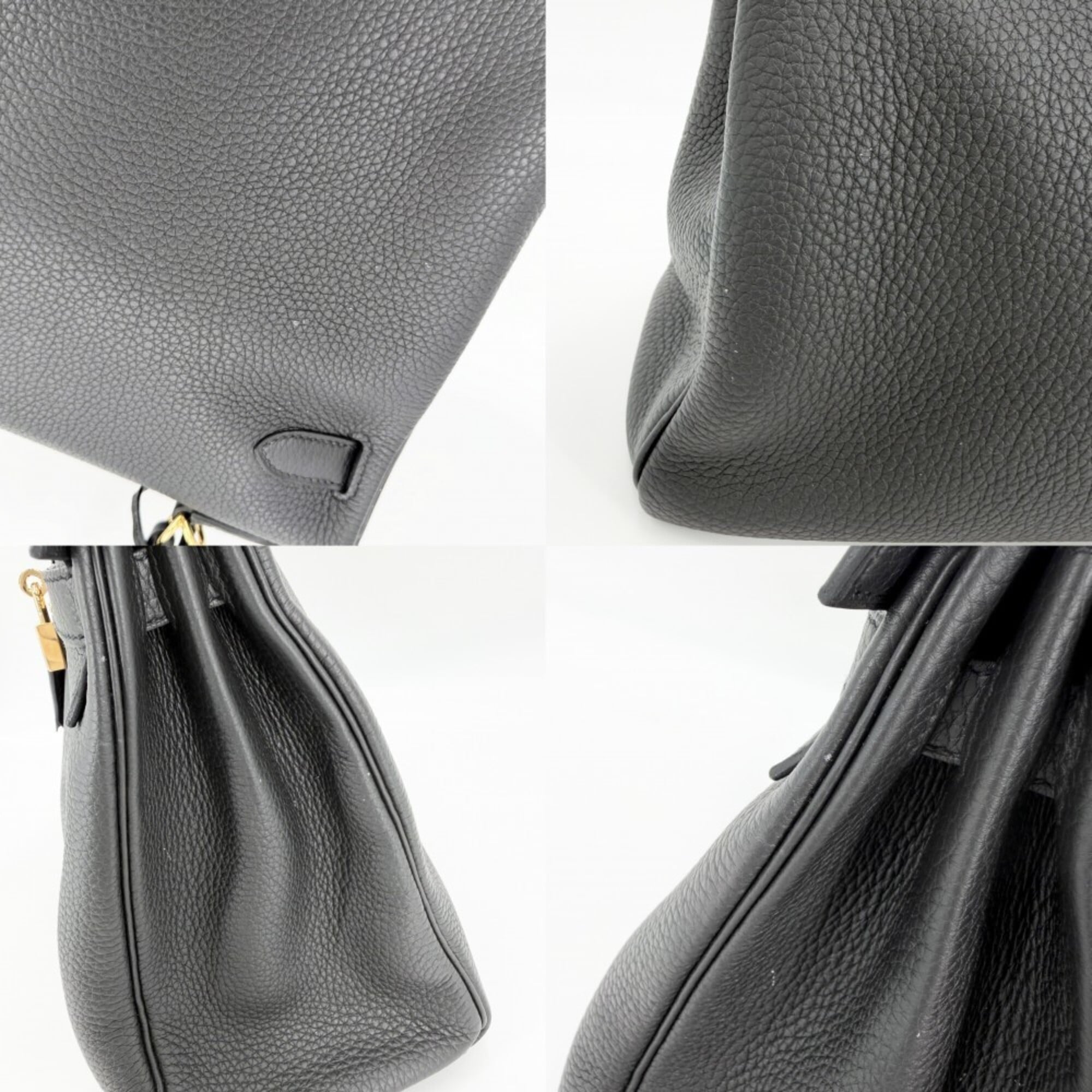 Hermes Black Leather Handbag Shoulder Bag (Pre-Owned)