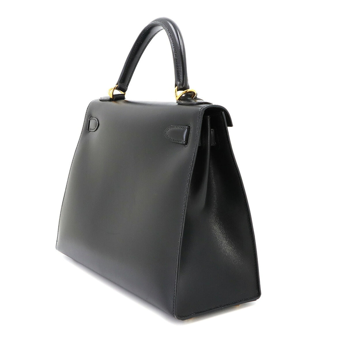 Hermes Kelly Black Box Calf Leather Handbag (Pre-Owned)
