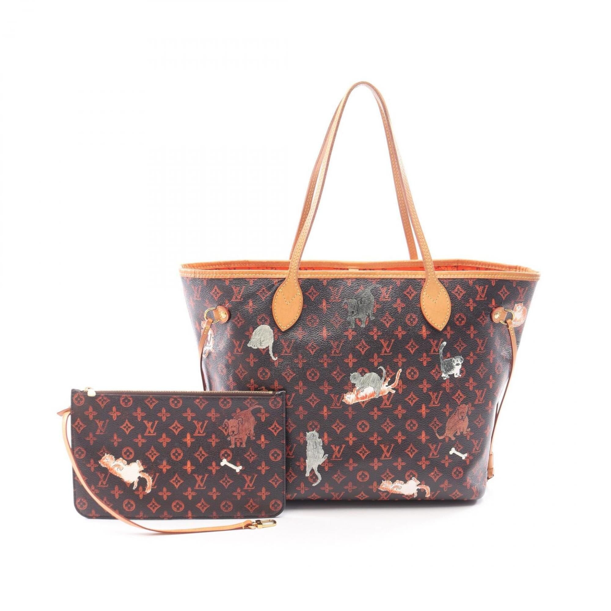 Louis Vuitton Brown Coated Canvas Leather Handbag Pouch Tote Bag (Pre-Owned)