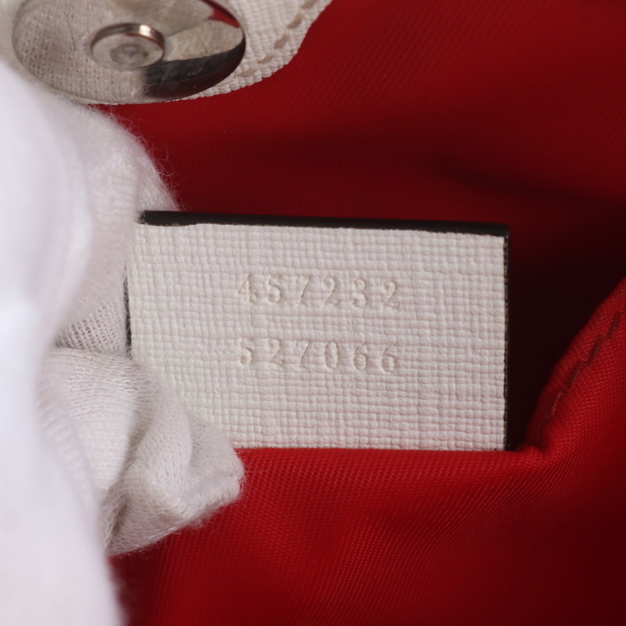 Gucci Beige Navy Red Color Leather Coated Canvas Handbag Tote Bag (Pre-Owned)